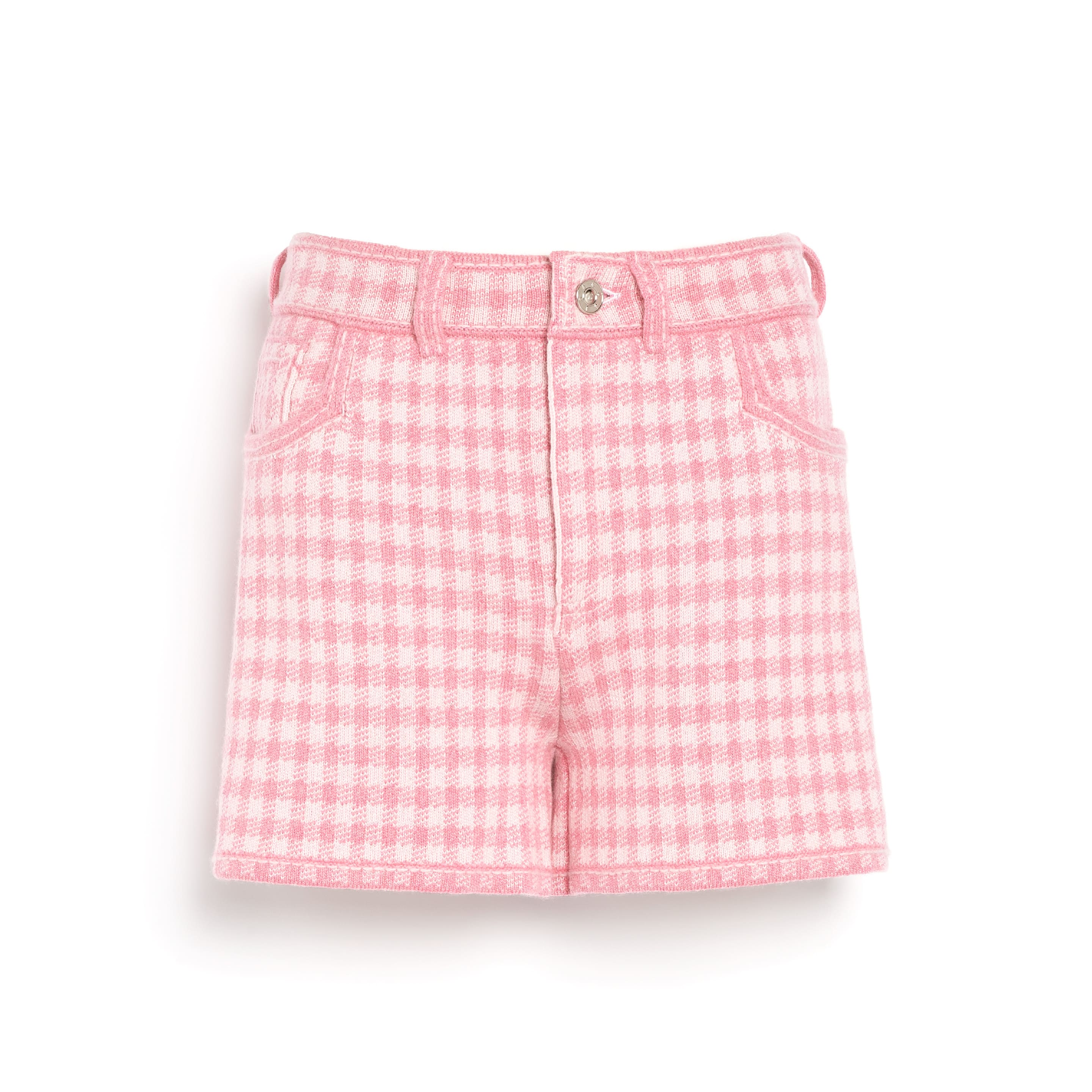 Short Denim en cachemire et coton à motif vichy