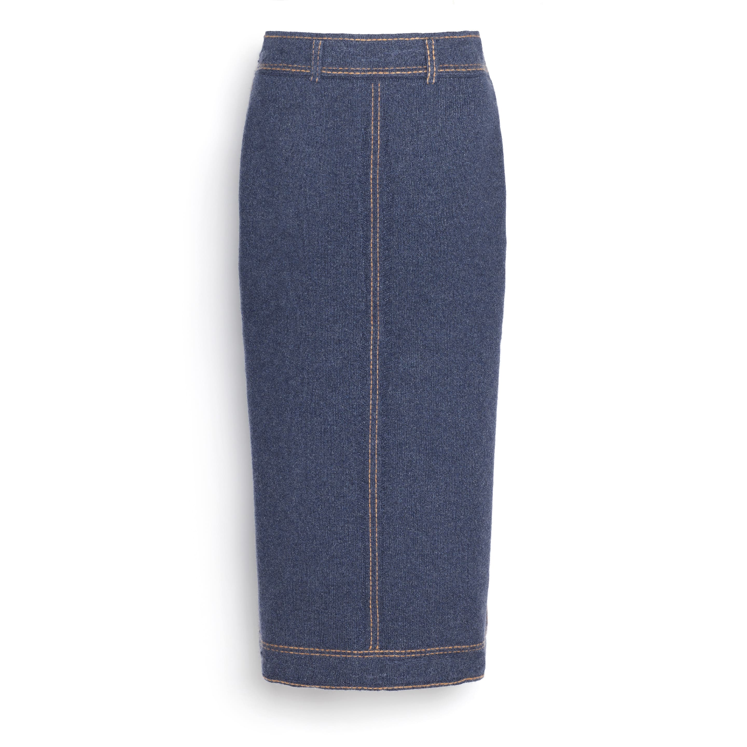 Jupe longue Denim en cachemire et coton