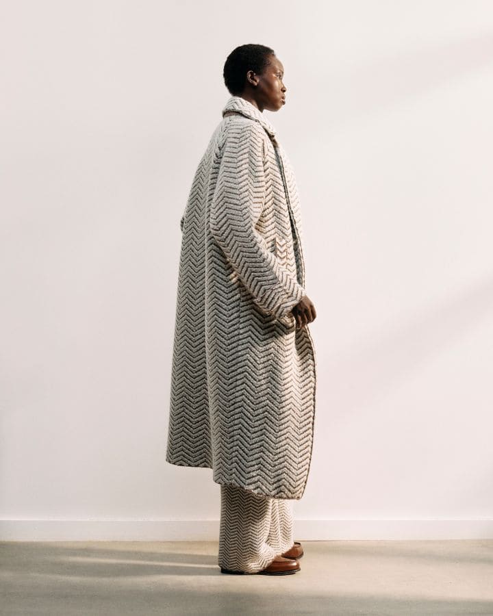 Cashmere, wool and silk tailored jacket with a chevron motif | Barrie.com