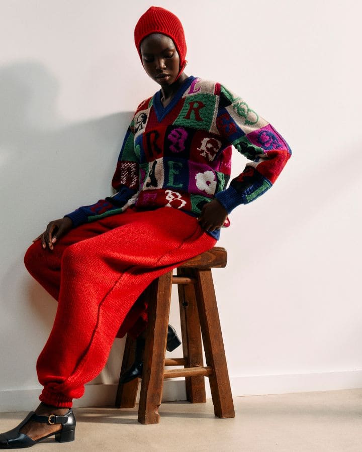 Pull col rond motif tartan en cachemire | Barrie.com