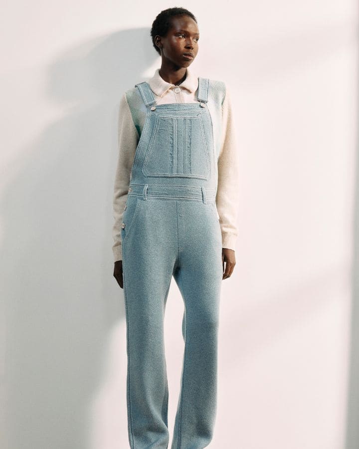 Denim oversized cashmere and cotton jacket | Barrie.com