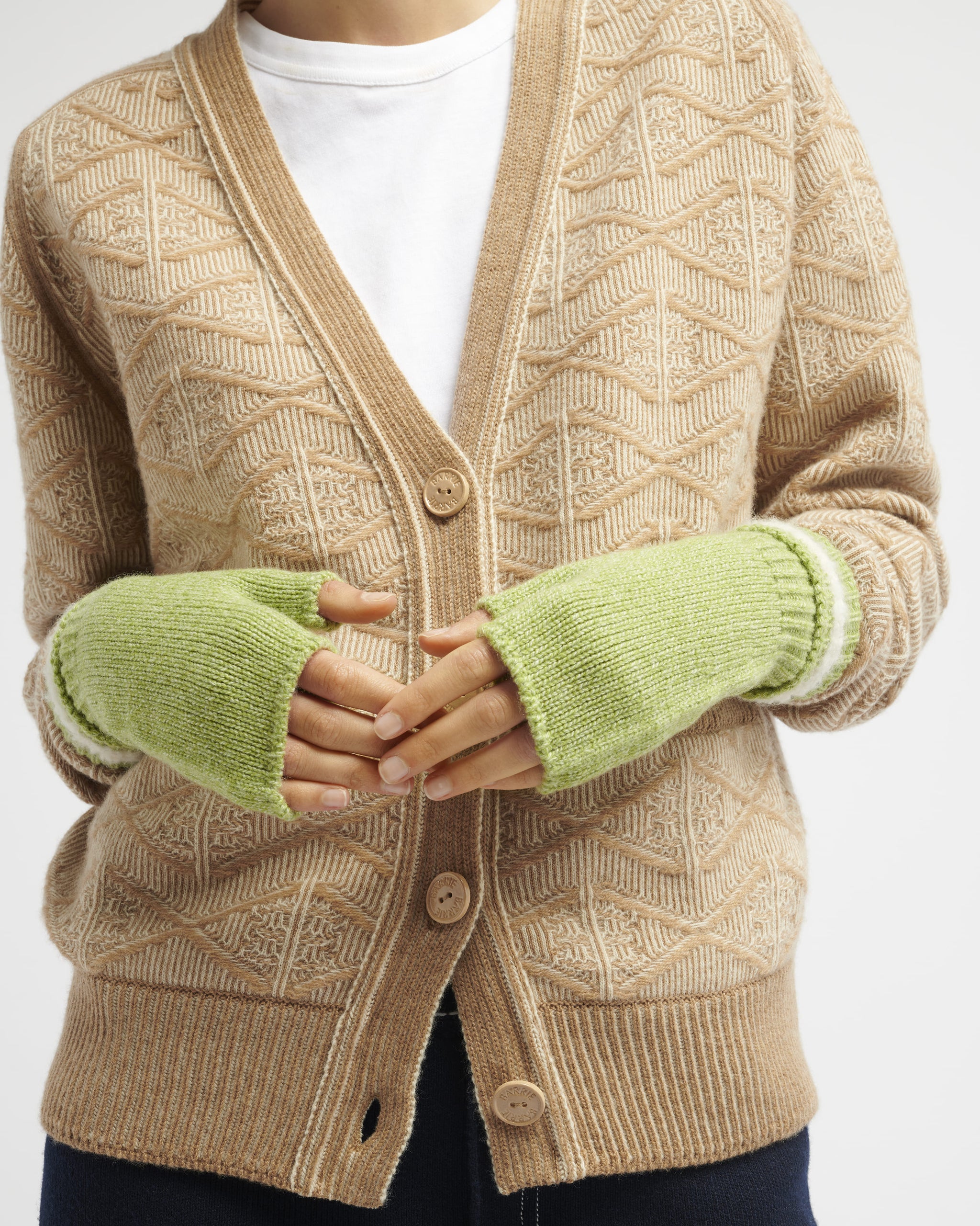 Shearling-effect cashmere fingerless gloves | Barrie - Barrie