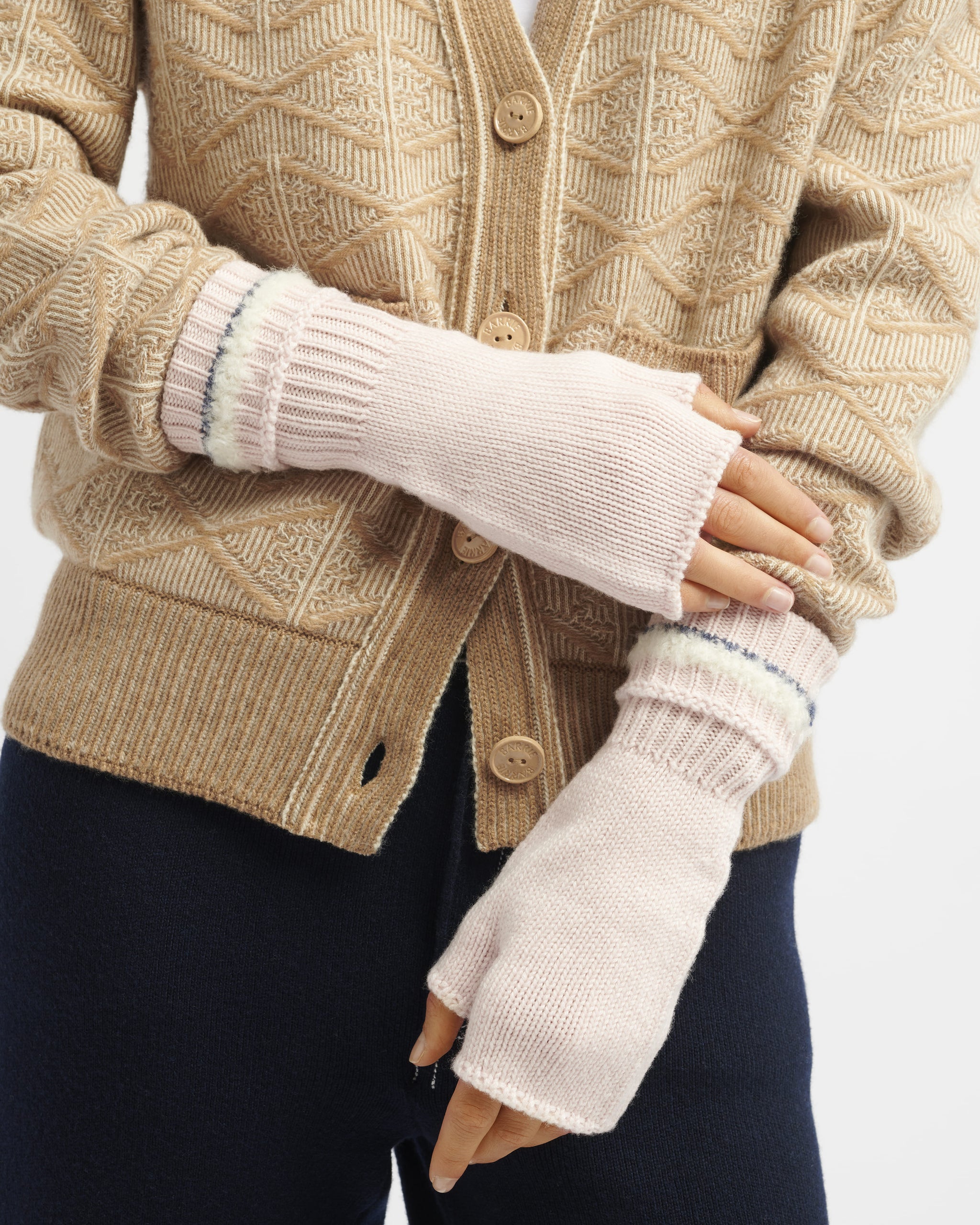 Shearling-effect cashmere fingerless gloves | Barrie - Barrie
