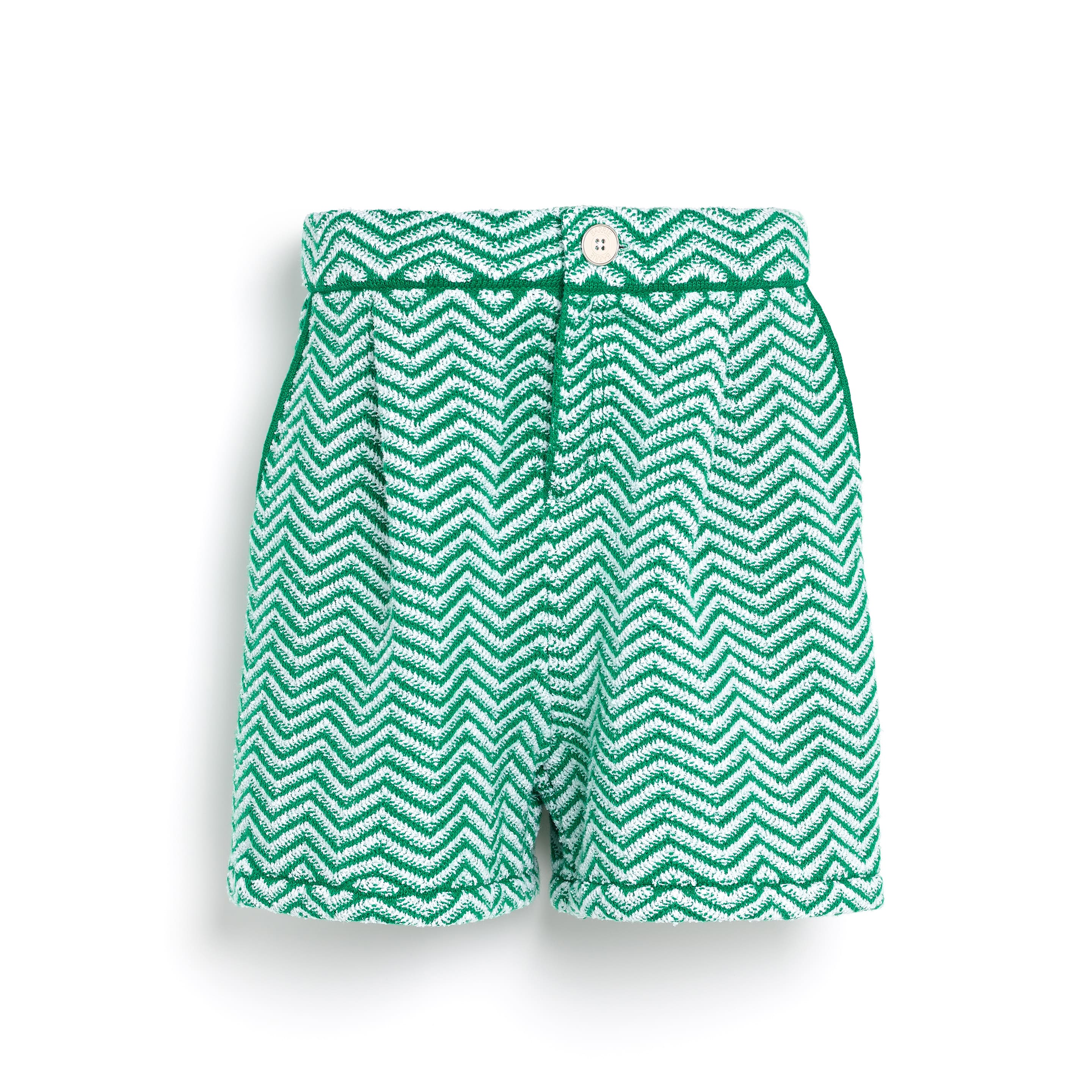 Shorts with a chevron motif in cashmere and cotton