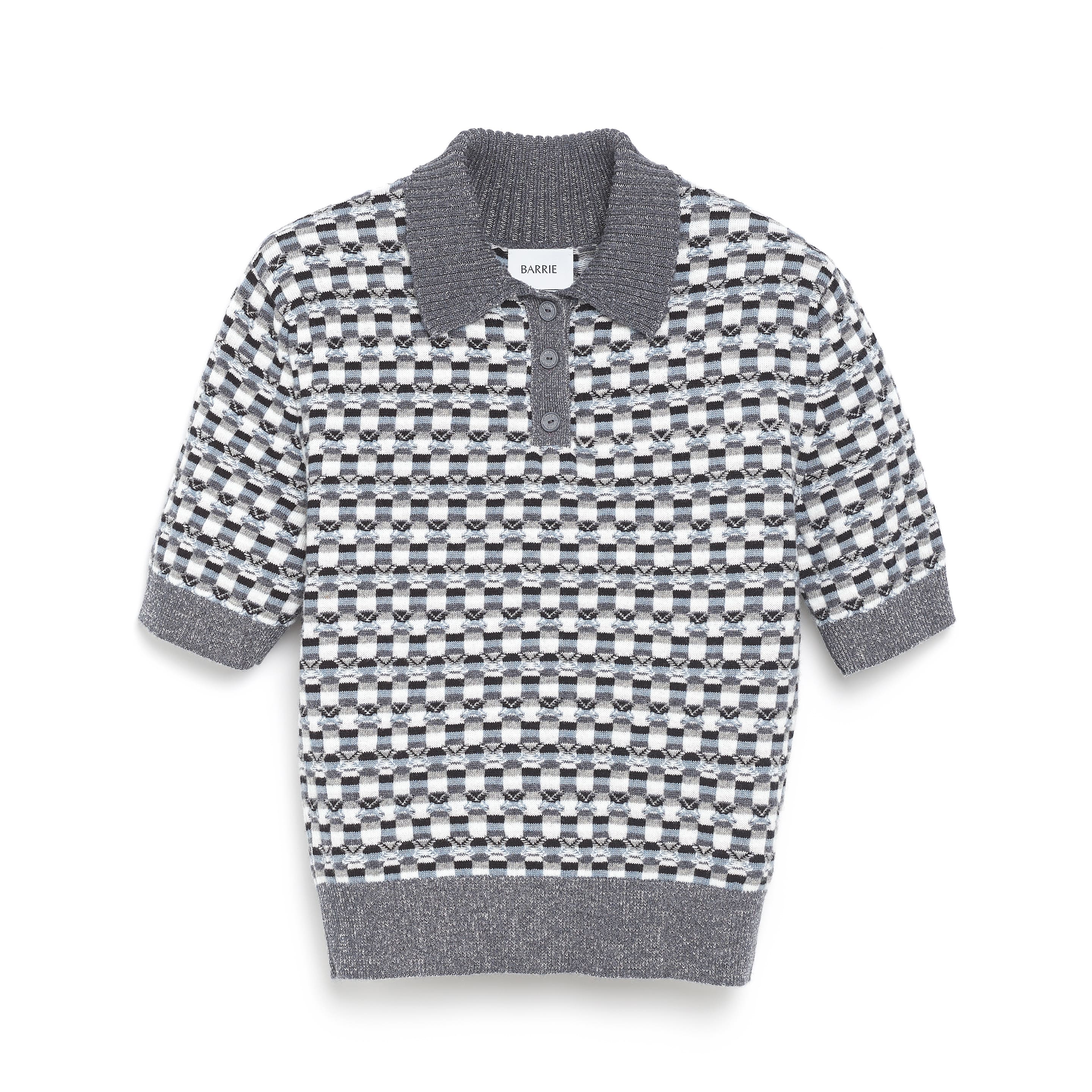 Polo shirt in cashmere with a graphic motif