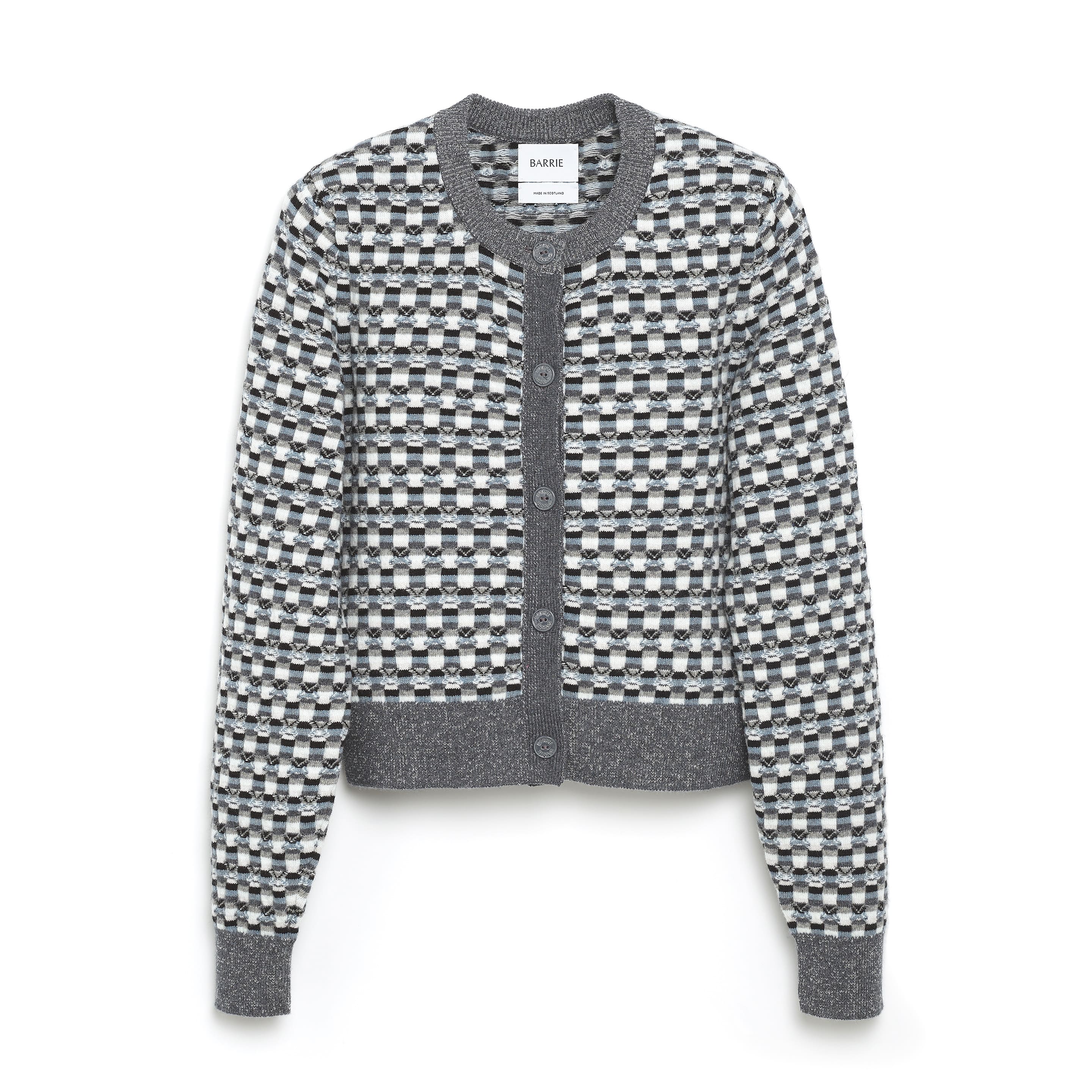 Cardigan in cashmere and wool with a graphic motif