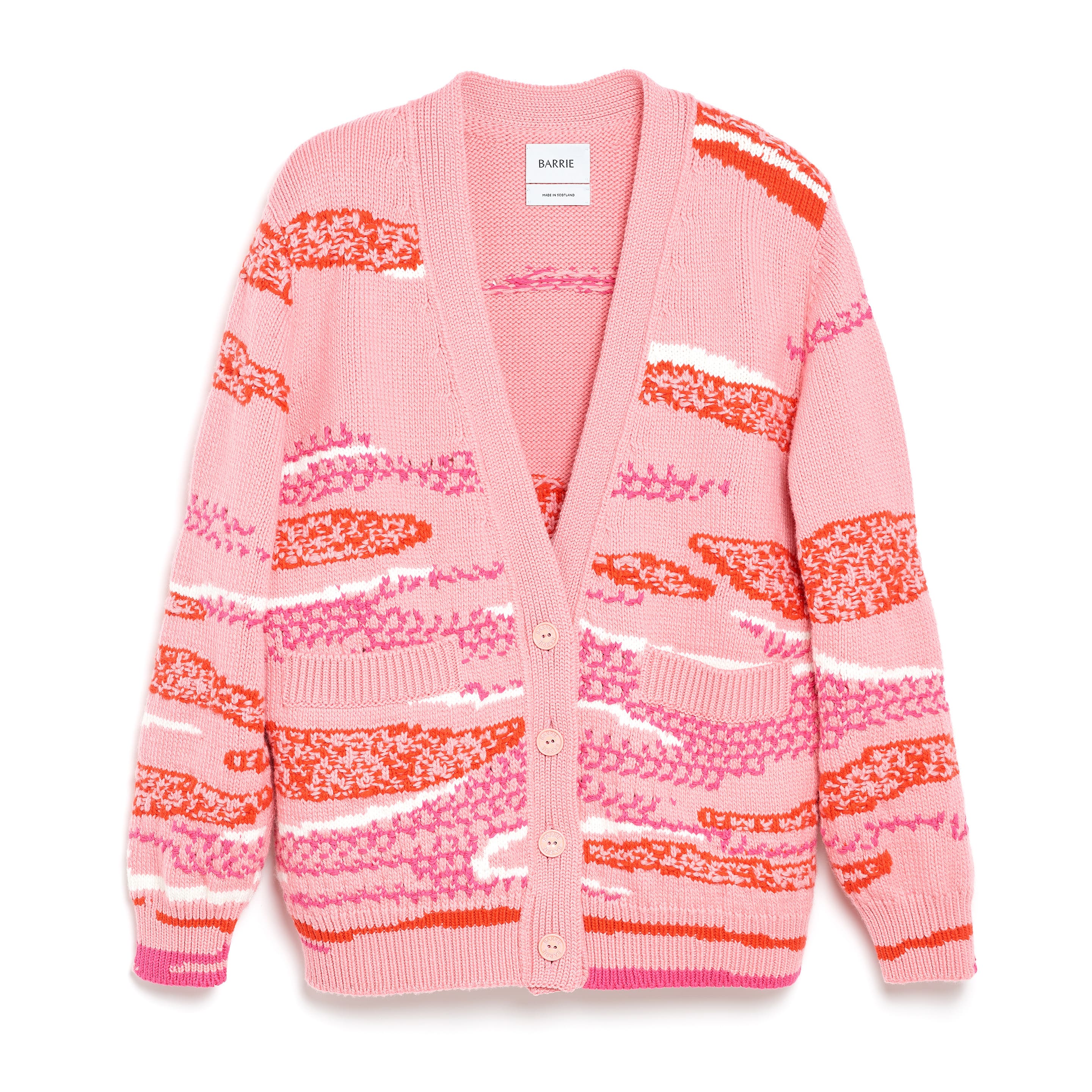 Cardigan with a poetic motif in cashmere and cotton