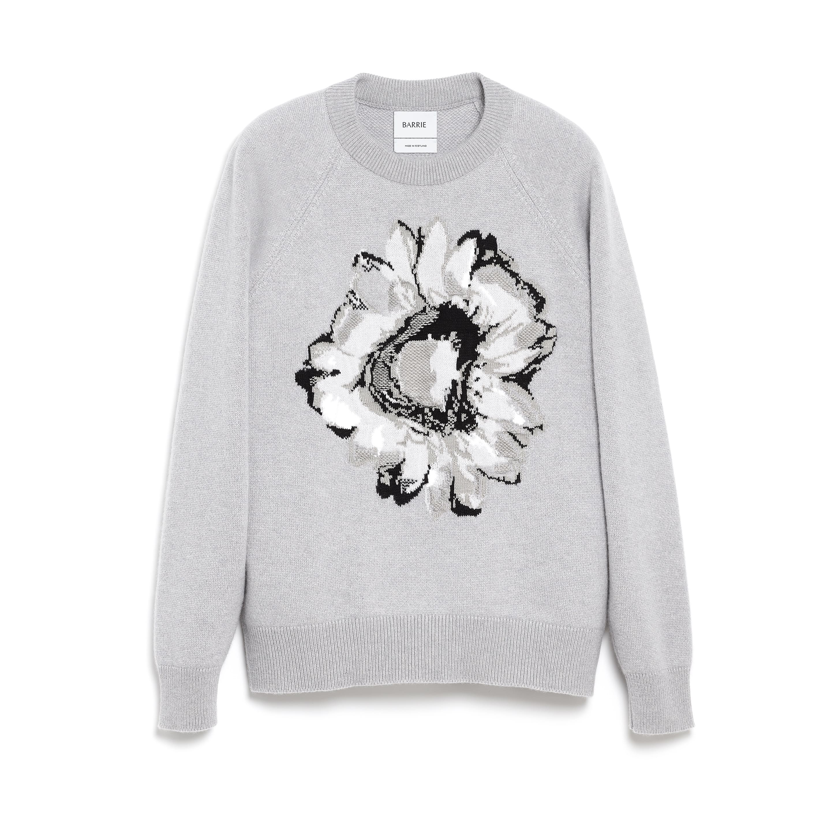 Pull en cachemire et coton à motif fleur