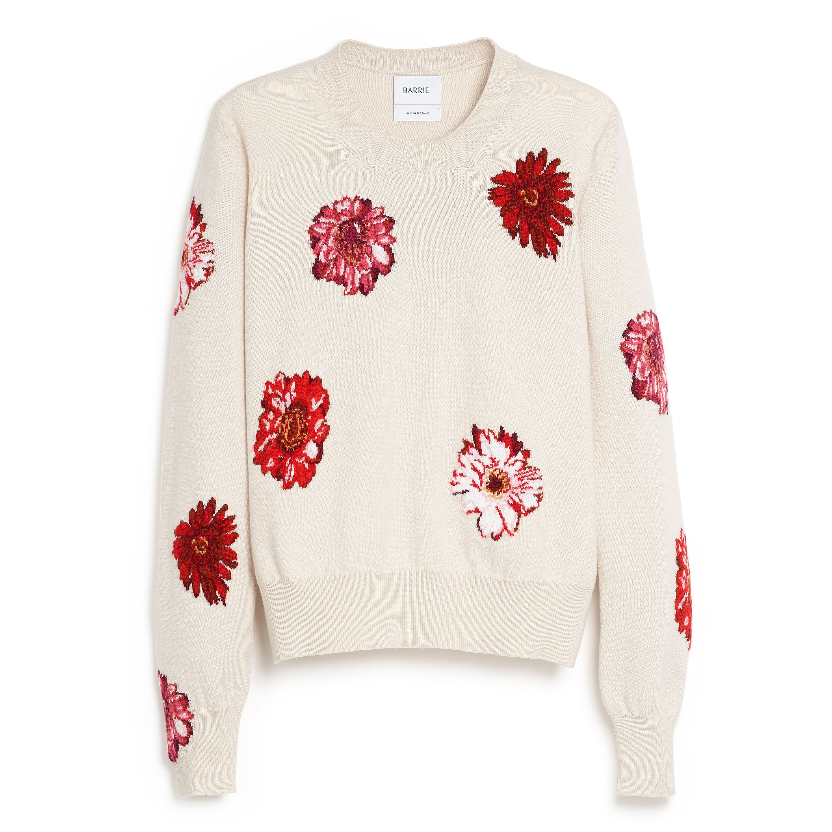 Jumper in cashmere and cotton with a floral motif