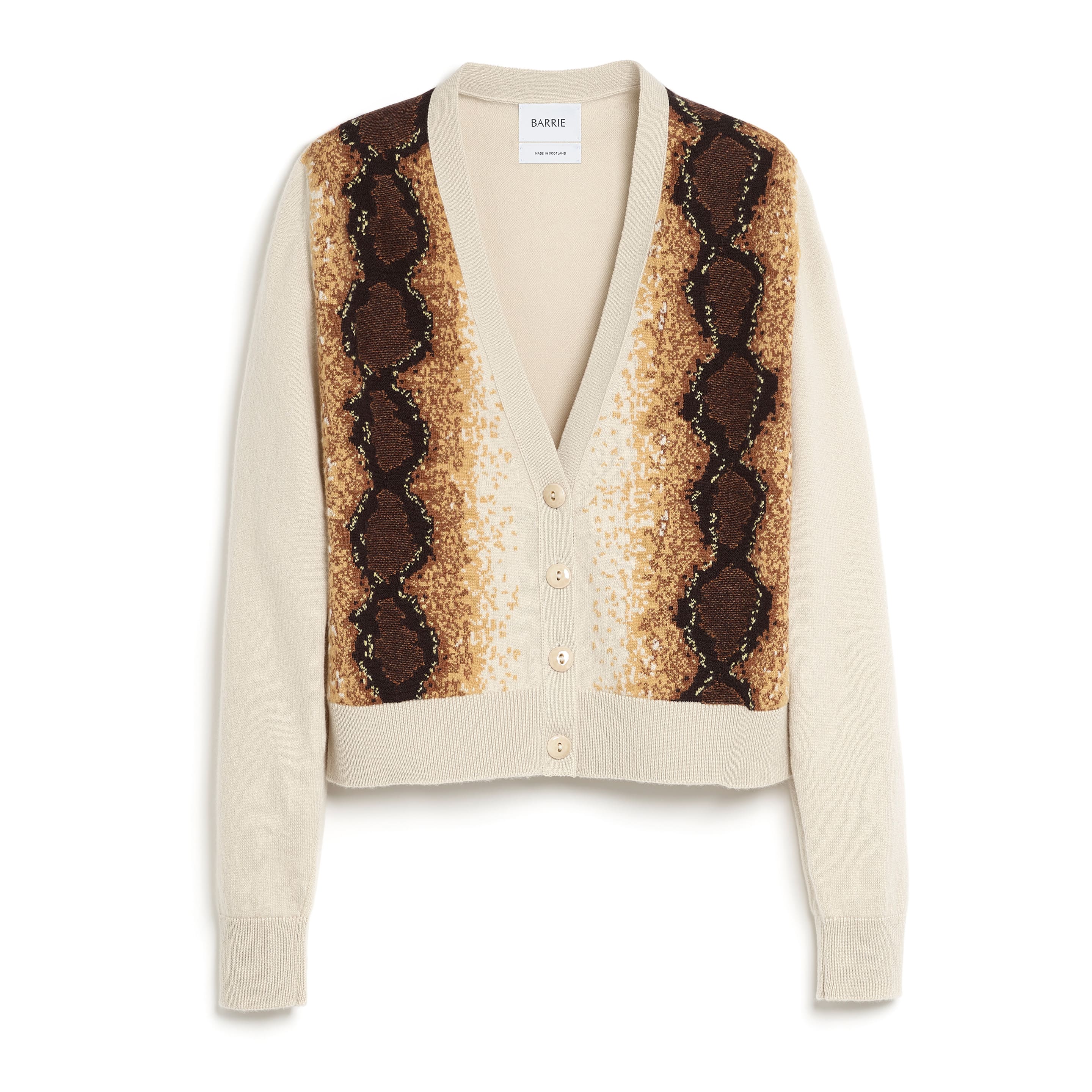 Cardigan in cashmere with python motif