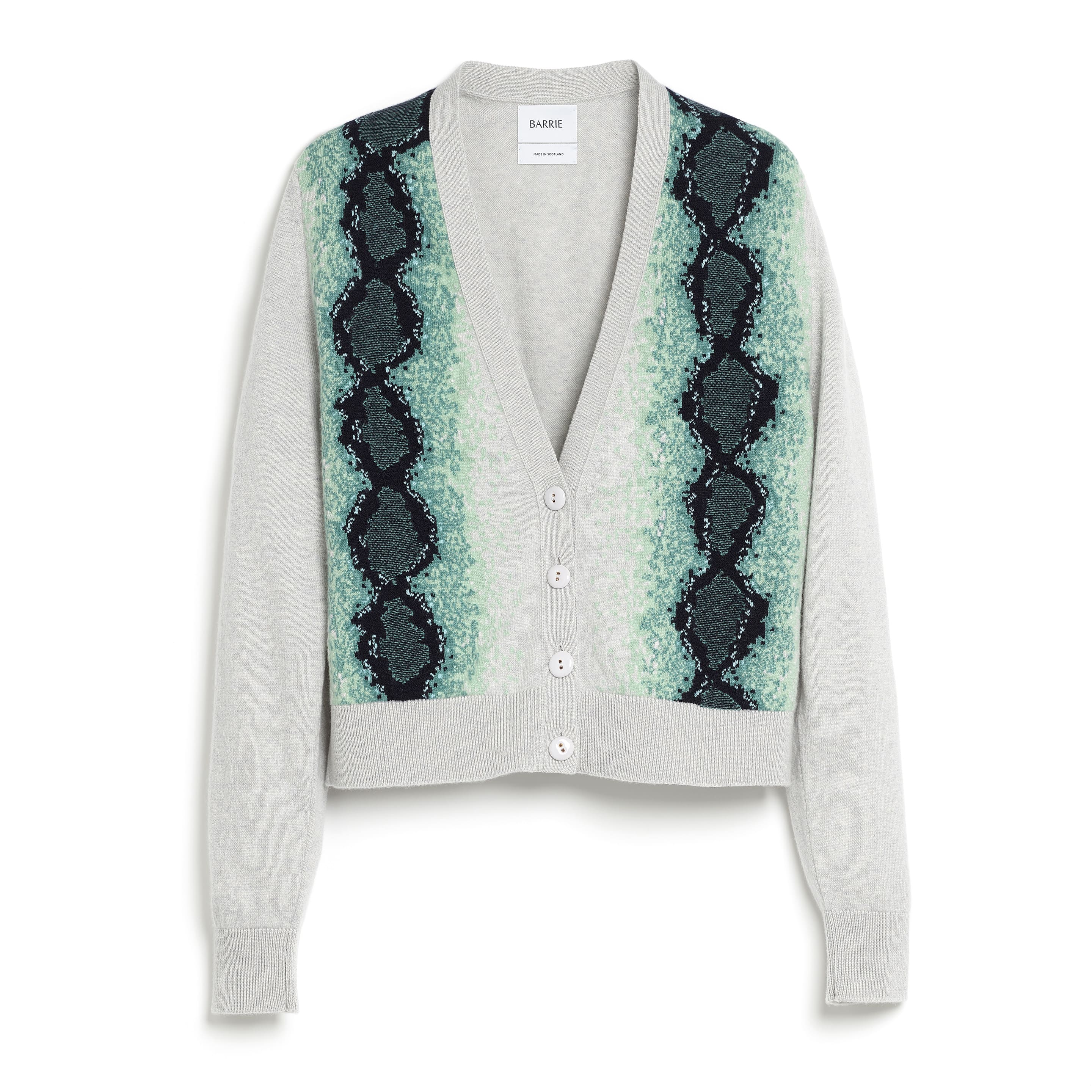 Cardigan in cashmere with python motif