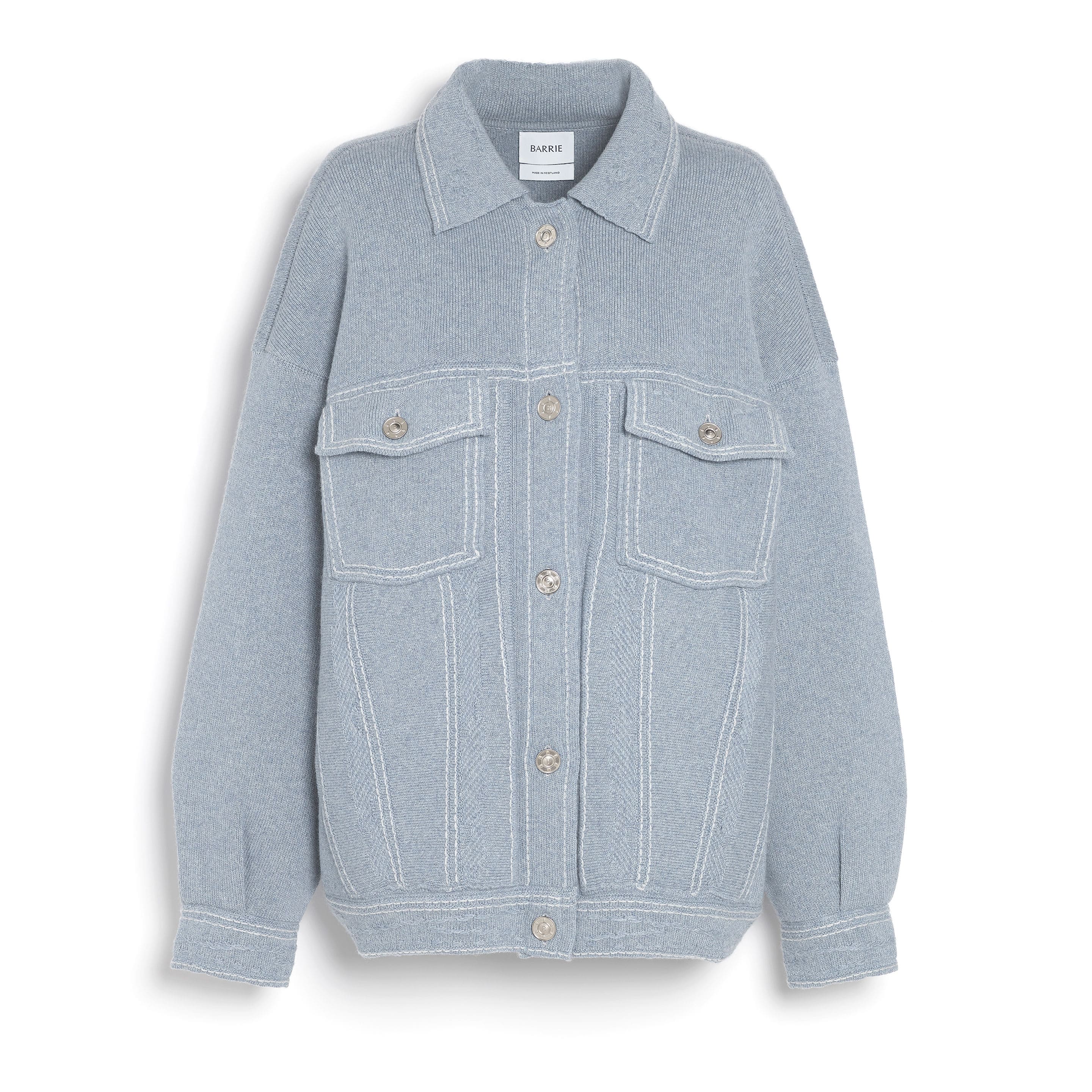 Denim oversized cashmere and cotton jacket