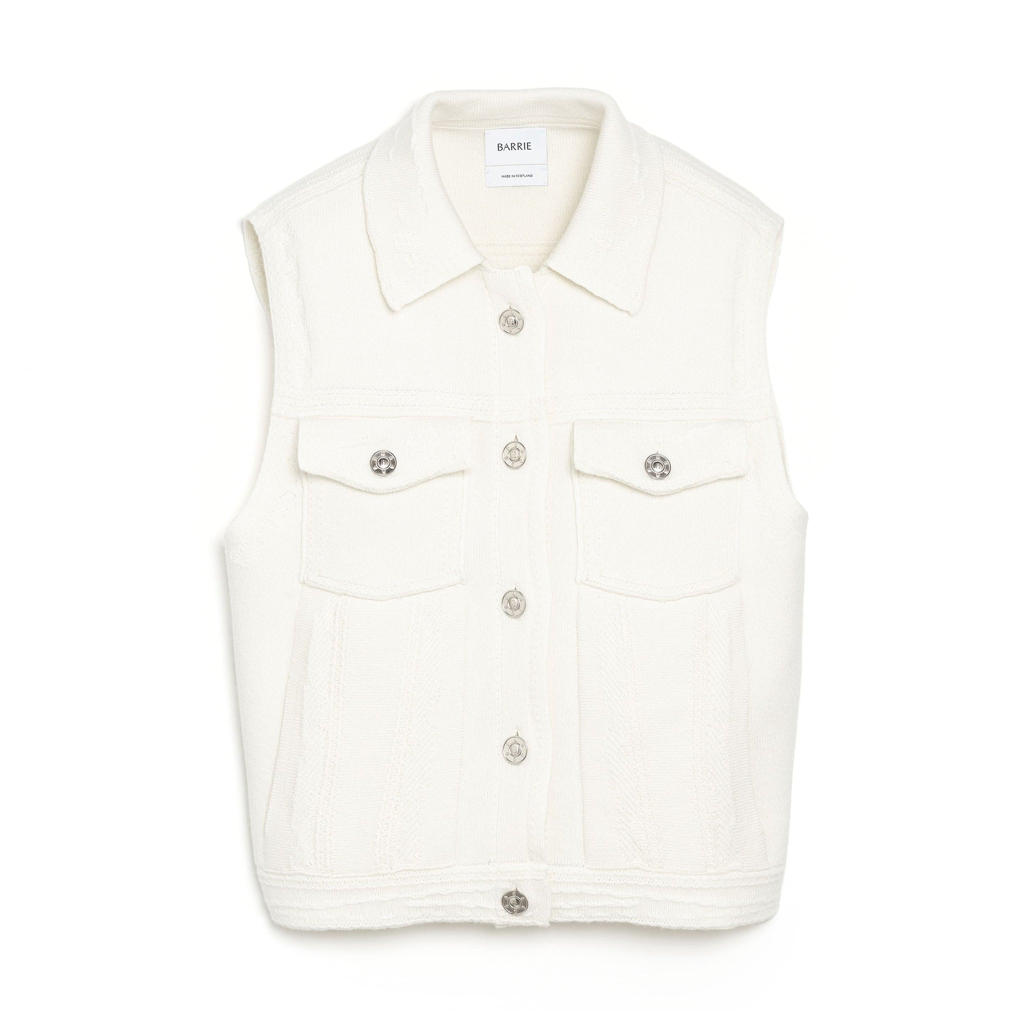 Oversized sleeveless denim jacket in cashmere and cotton | Barrie - Barrie