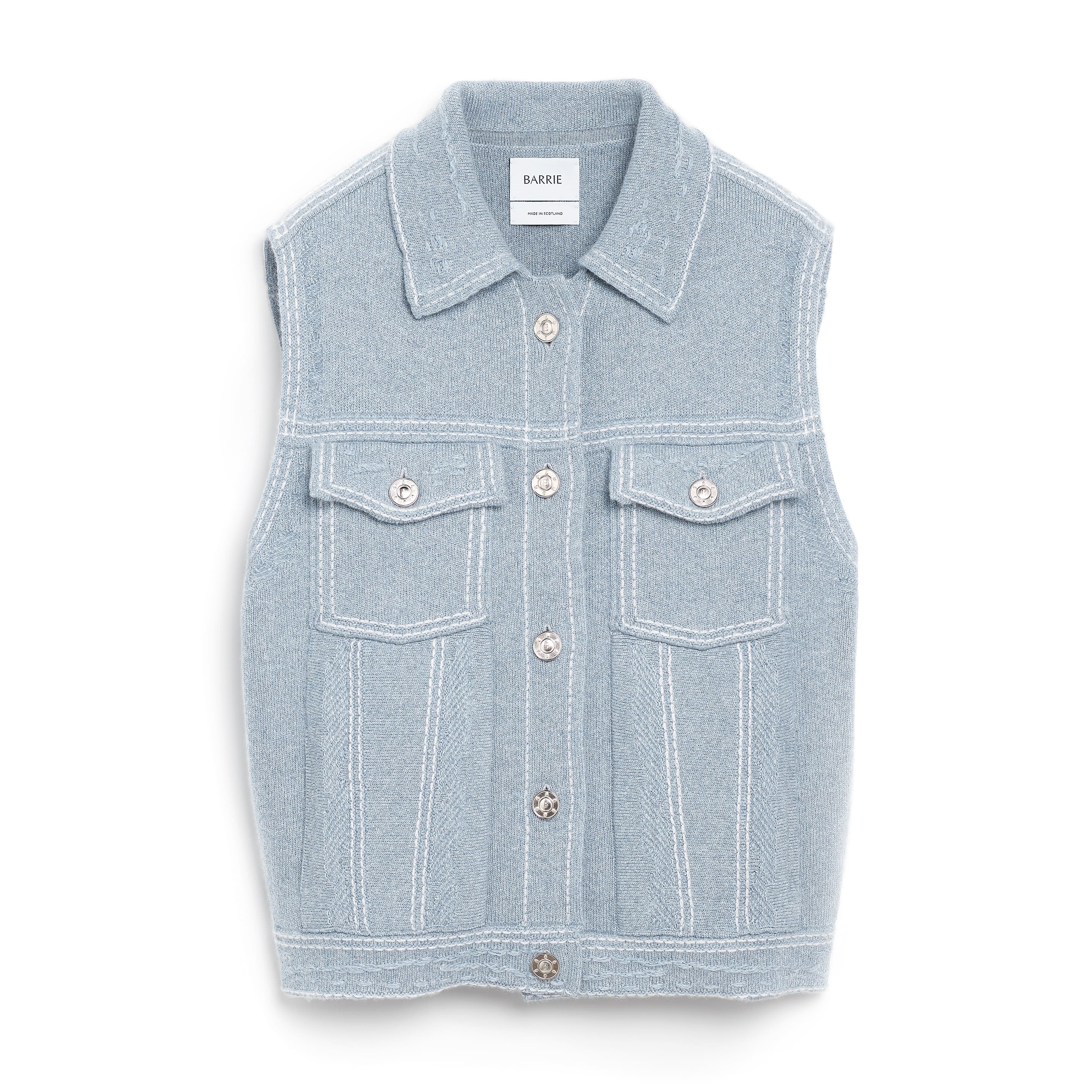 Oversized sleeveless denim jacket in cashmere and cotton