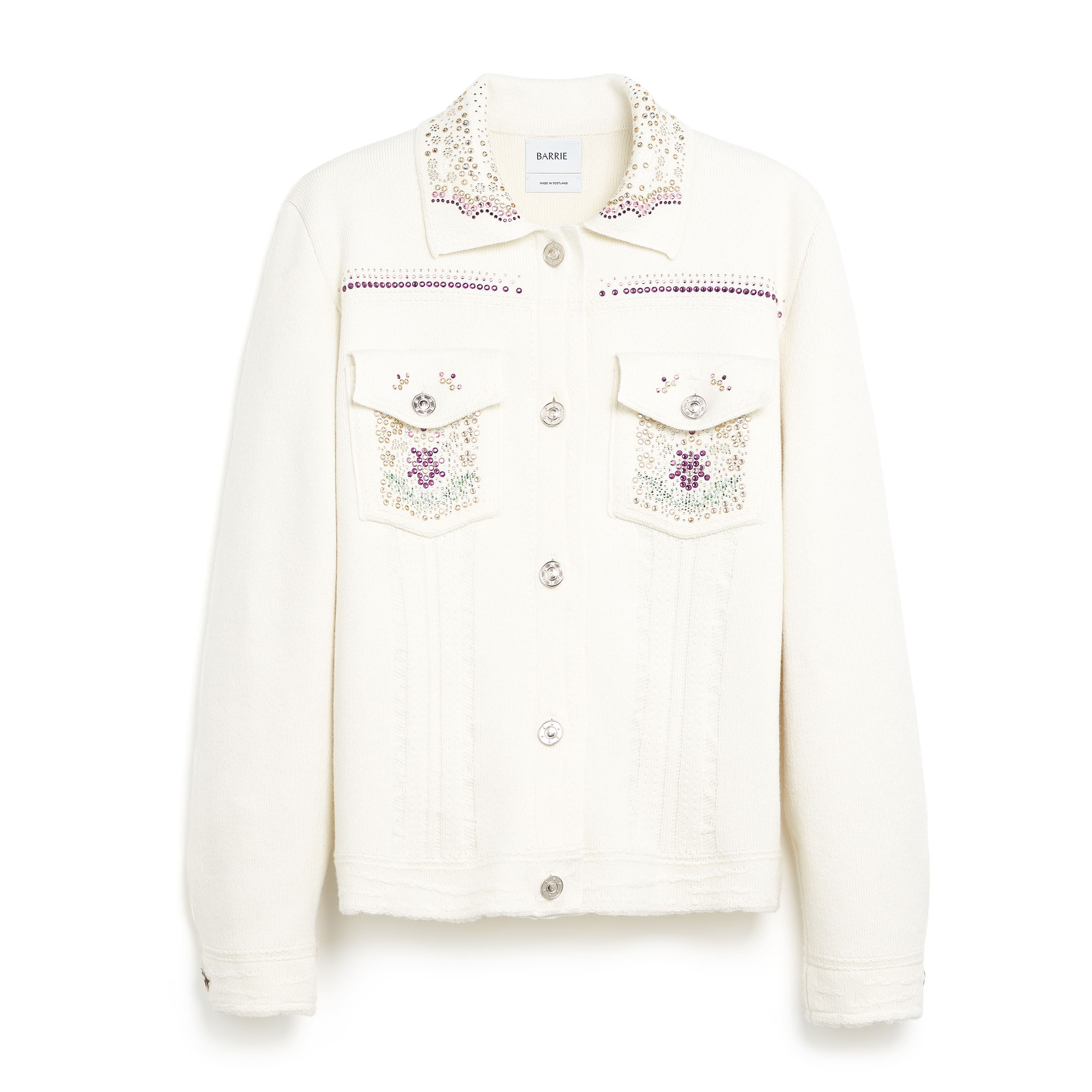 Strassed Denim jacket in cashmere and cotton