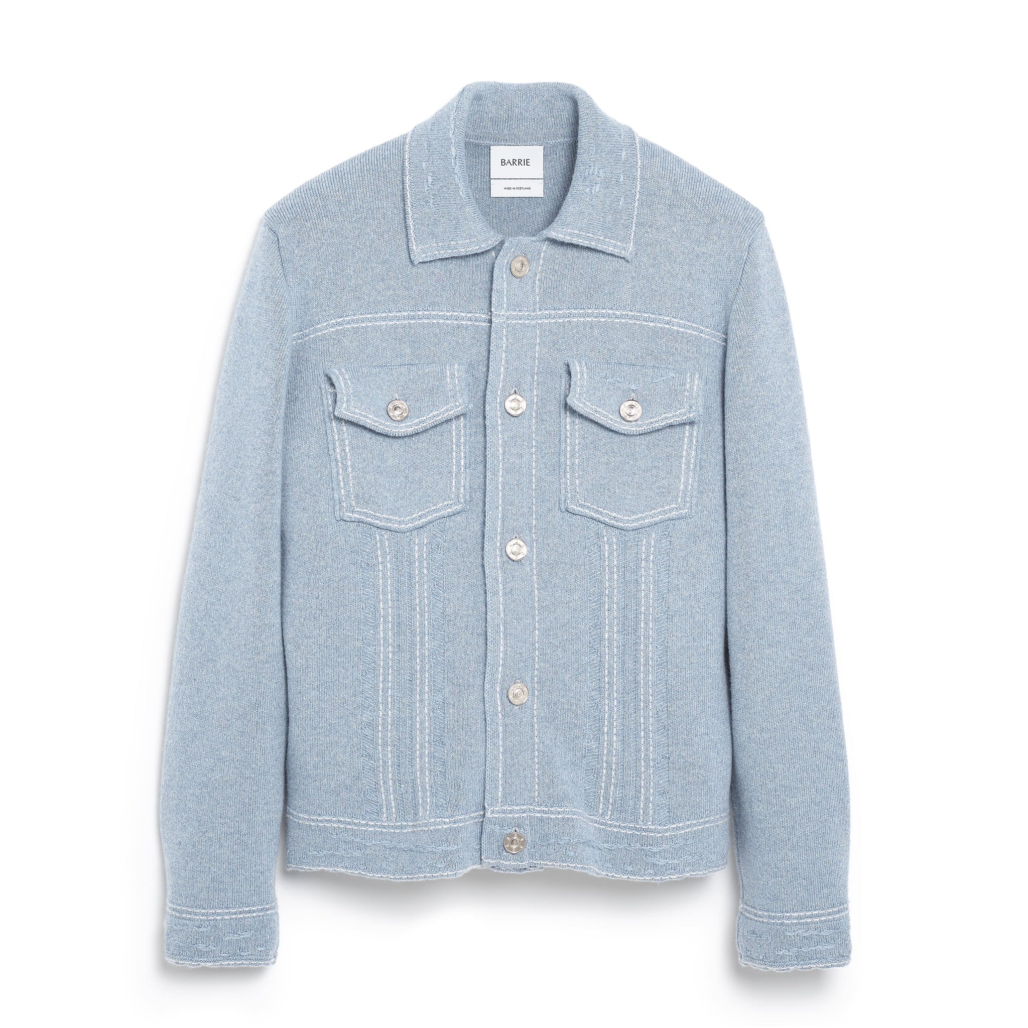 Denim fitted cashmere and cotton jacket | Barrie - Barrie