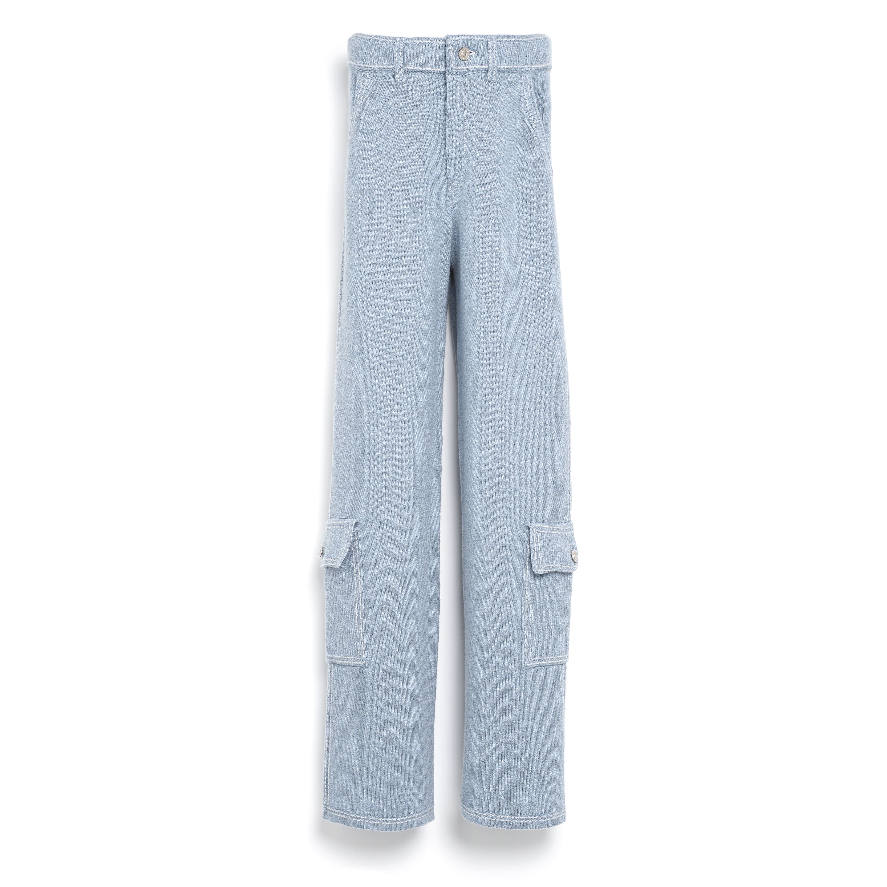 Denim cargo trousers in cashmere and cotton