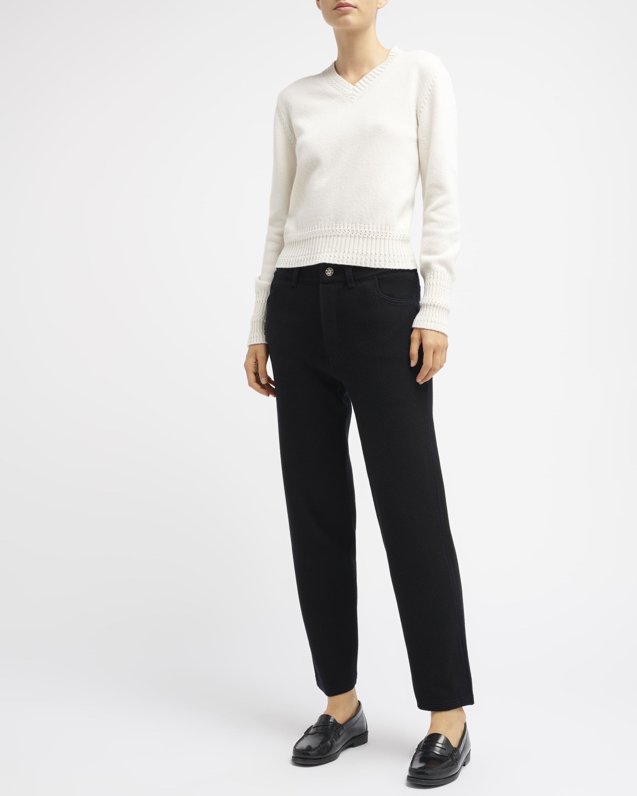 Denim cashmere and cotton boyfriend trousers | Barrie - Barrie