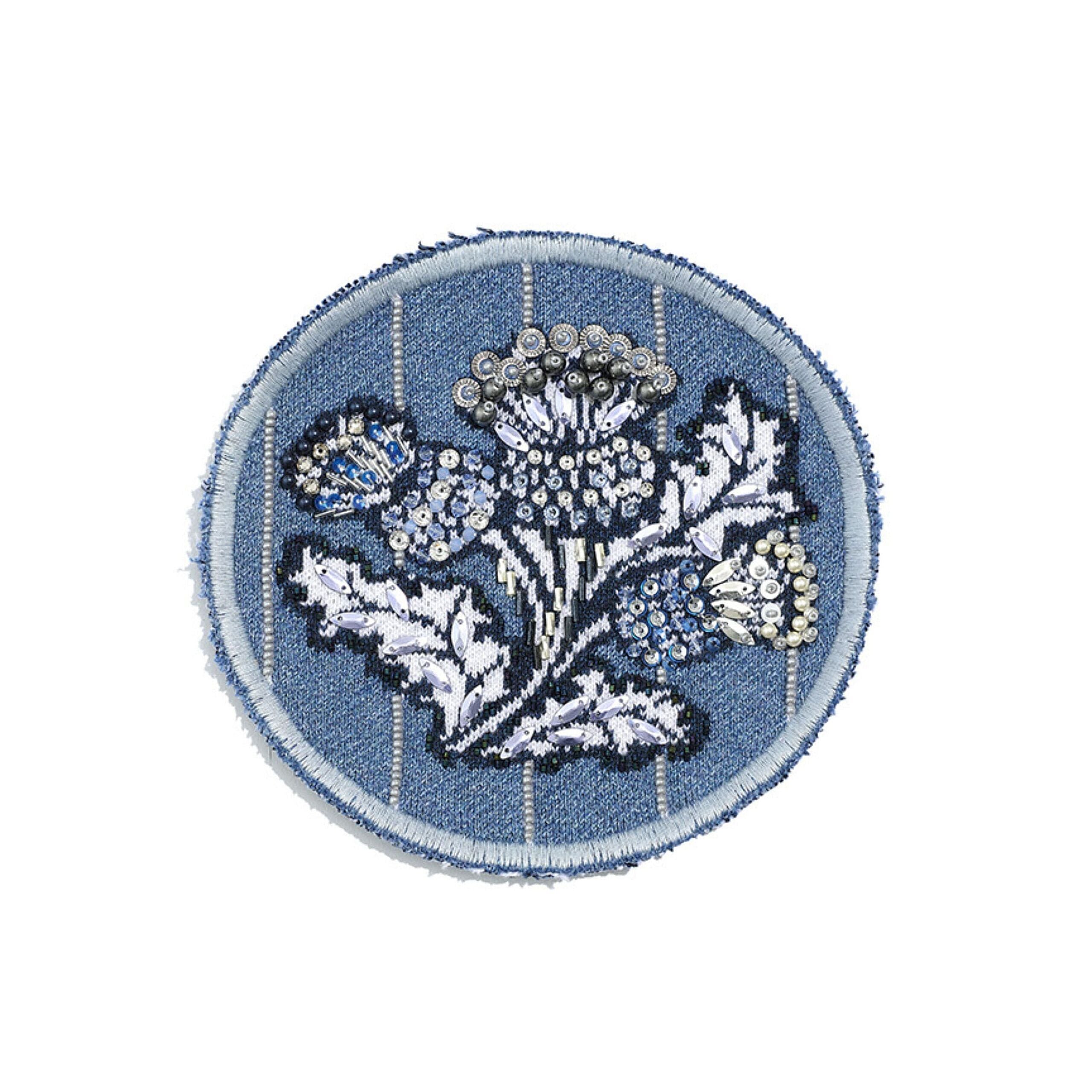 Cashmere and cotton embroidered patch