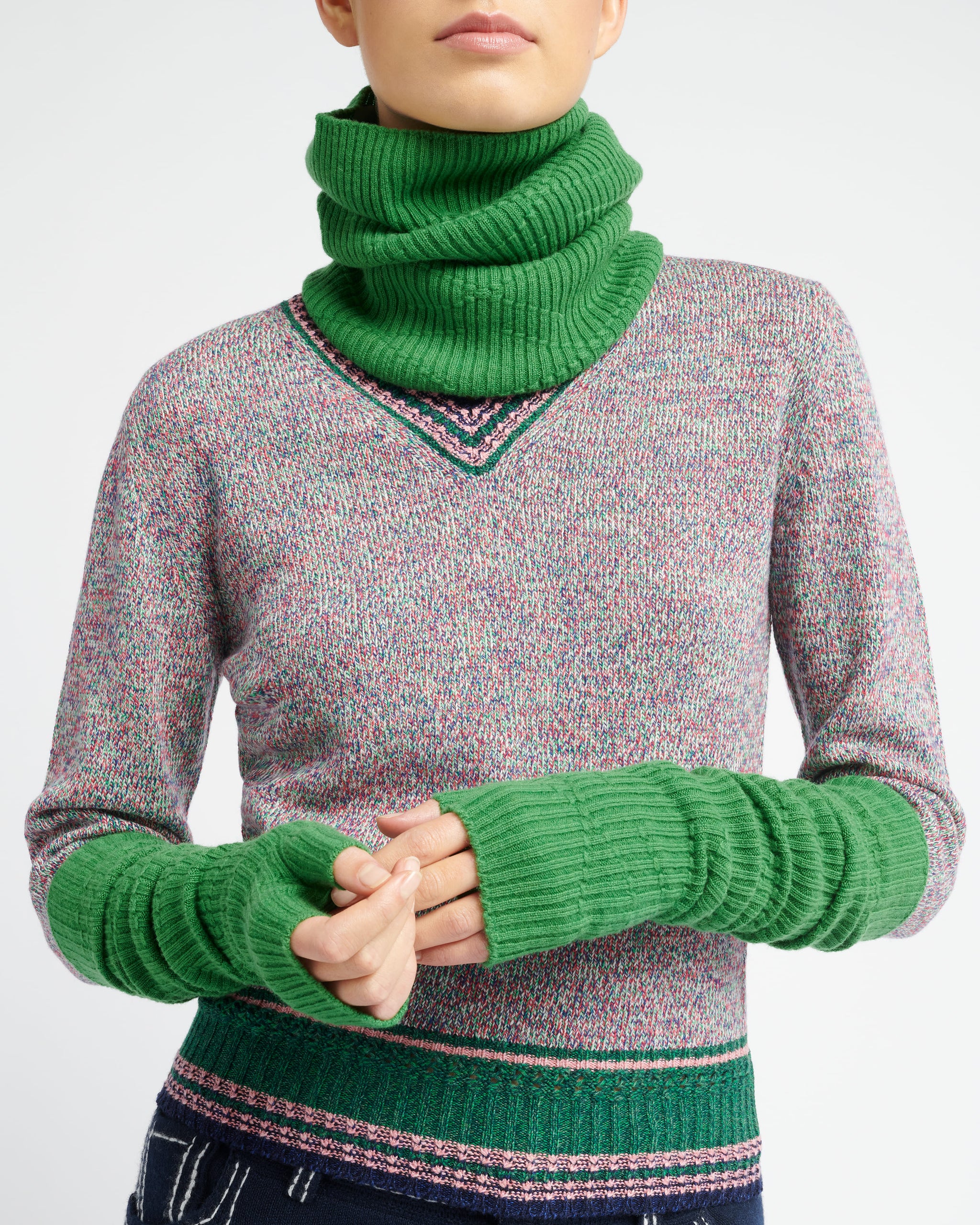 Long cashmere fingerless gloves | Barrie - Barrie