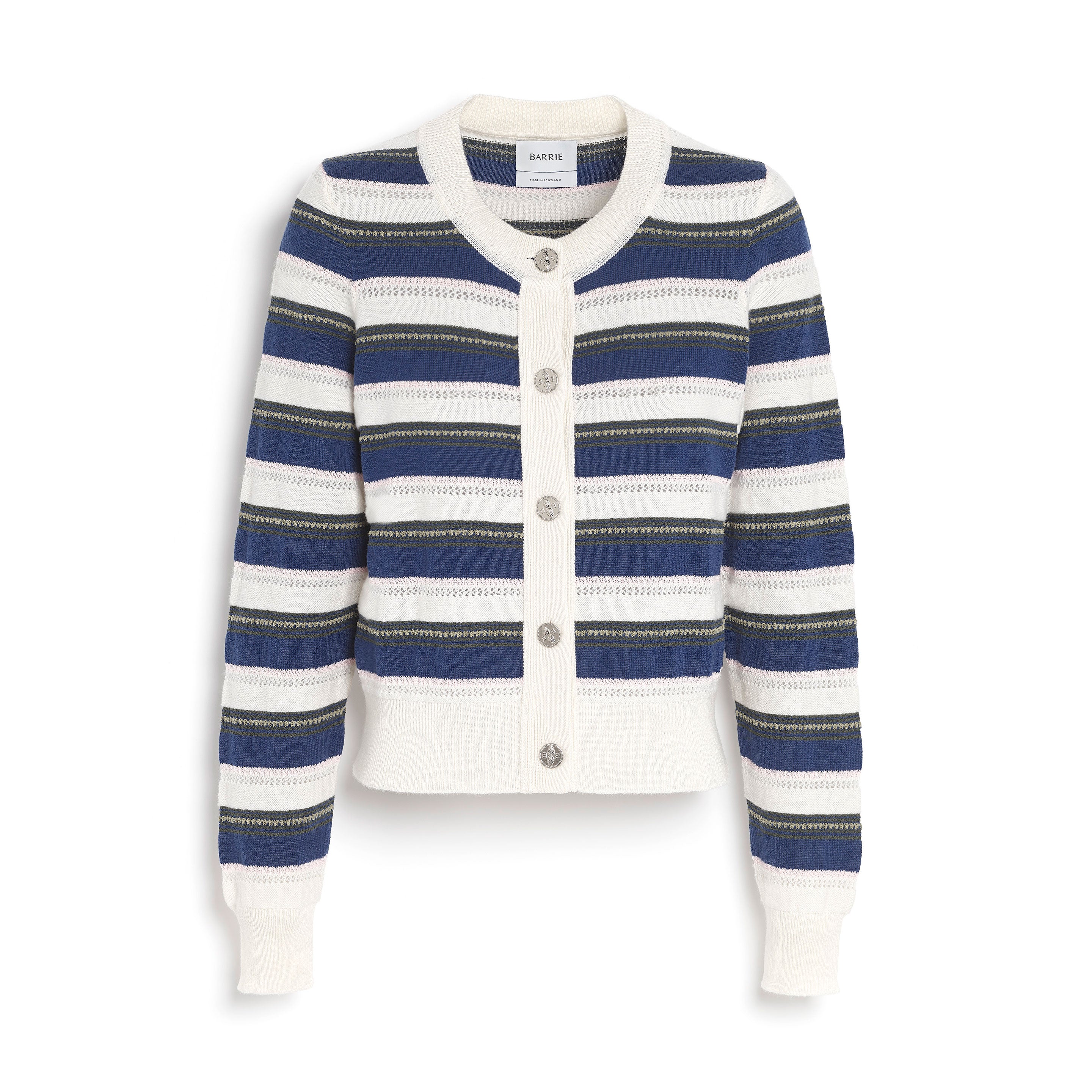 Striped cashmere and cotton cardigan