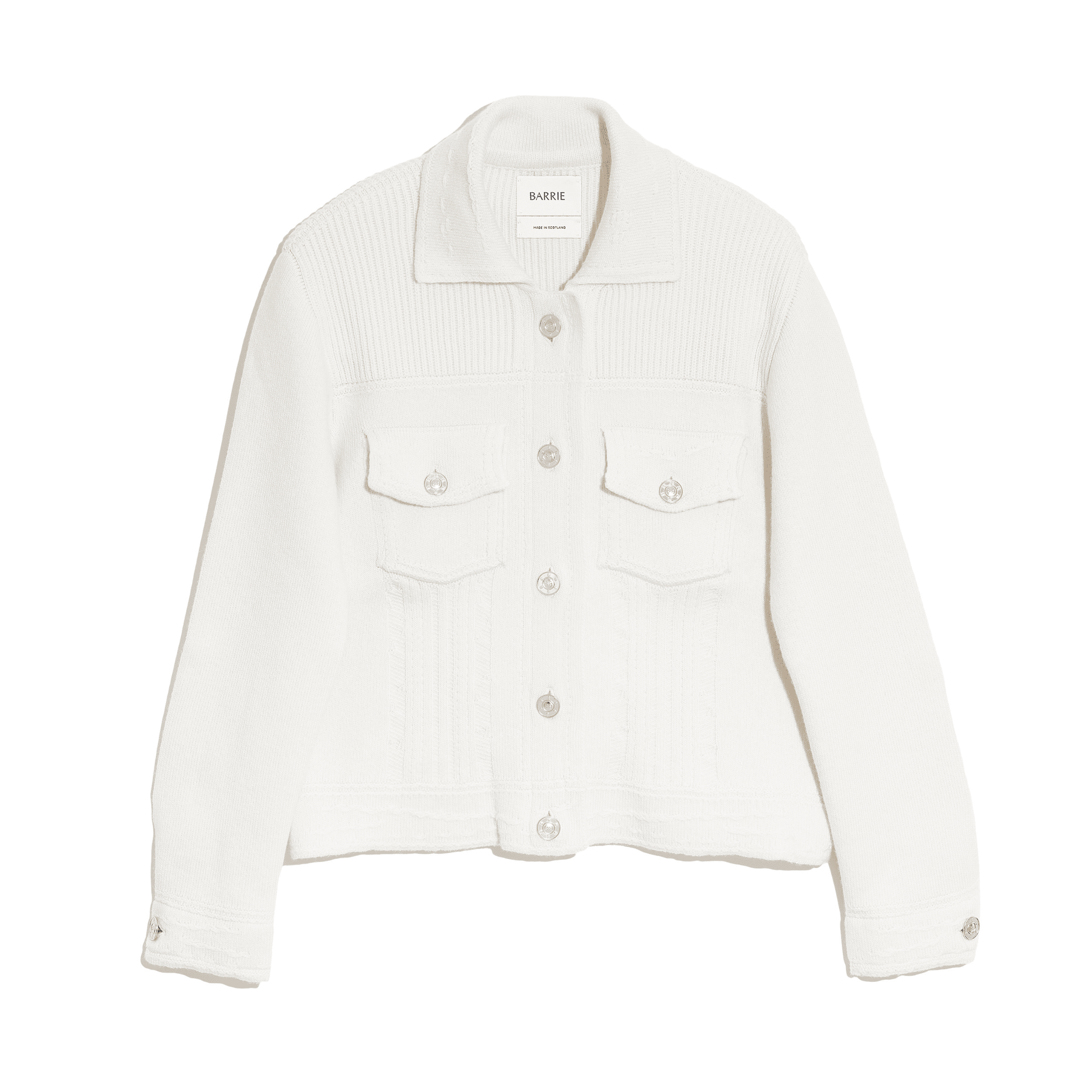 Denim fitted cashmere and cotton jacket