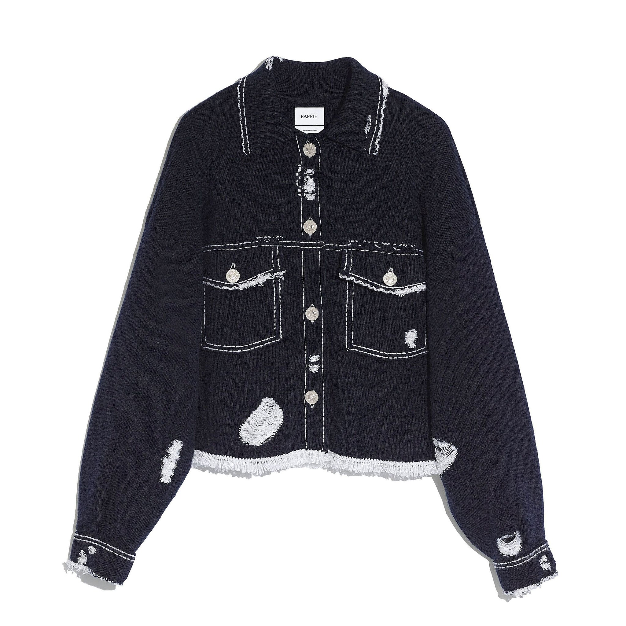 Veste Denim à franges en cachemire et coton | Barrie - Barrie