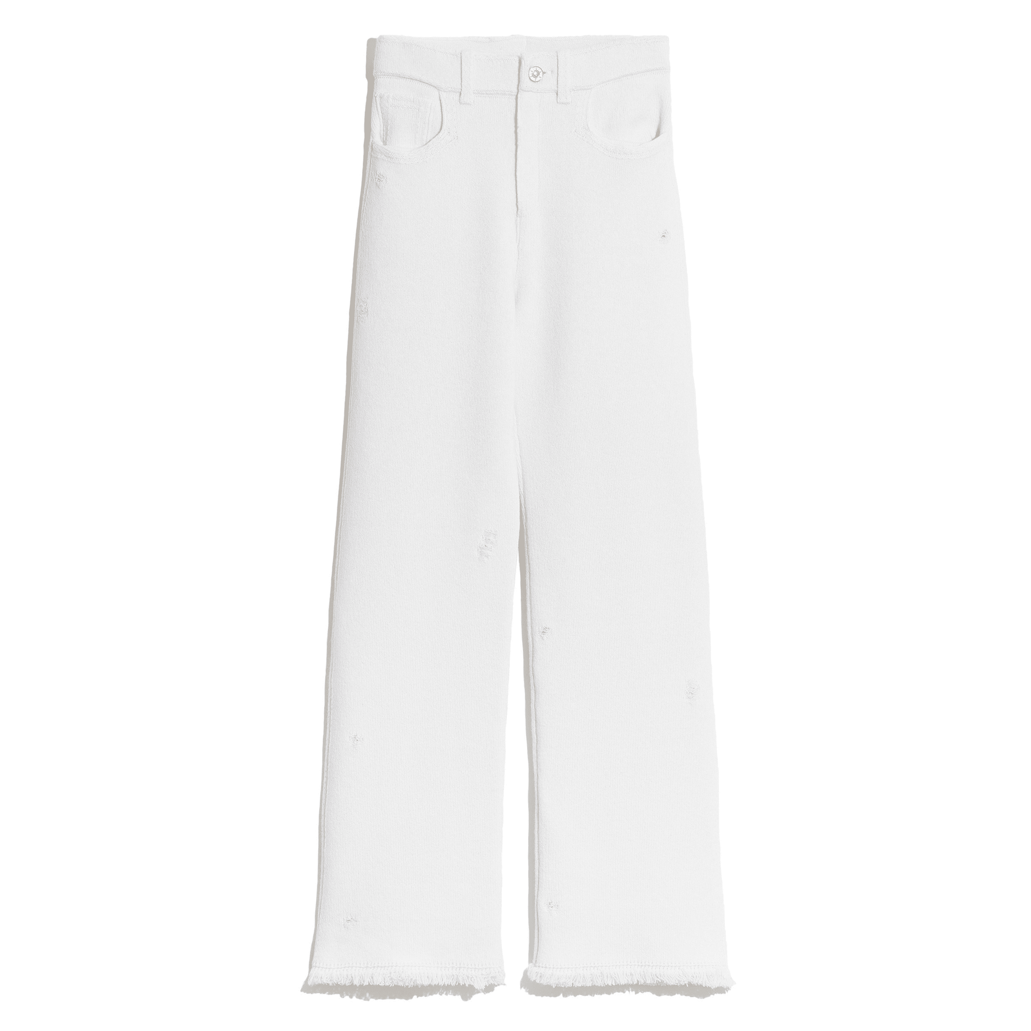 Denim fringed cashmere and cotton trousers | Barrie - Barrie