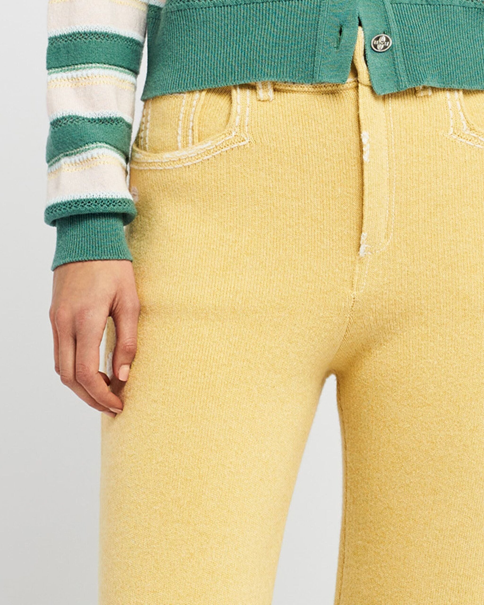 Denim fringed cashmere and cotton trousers | Barrie - Barrie