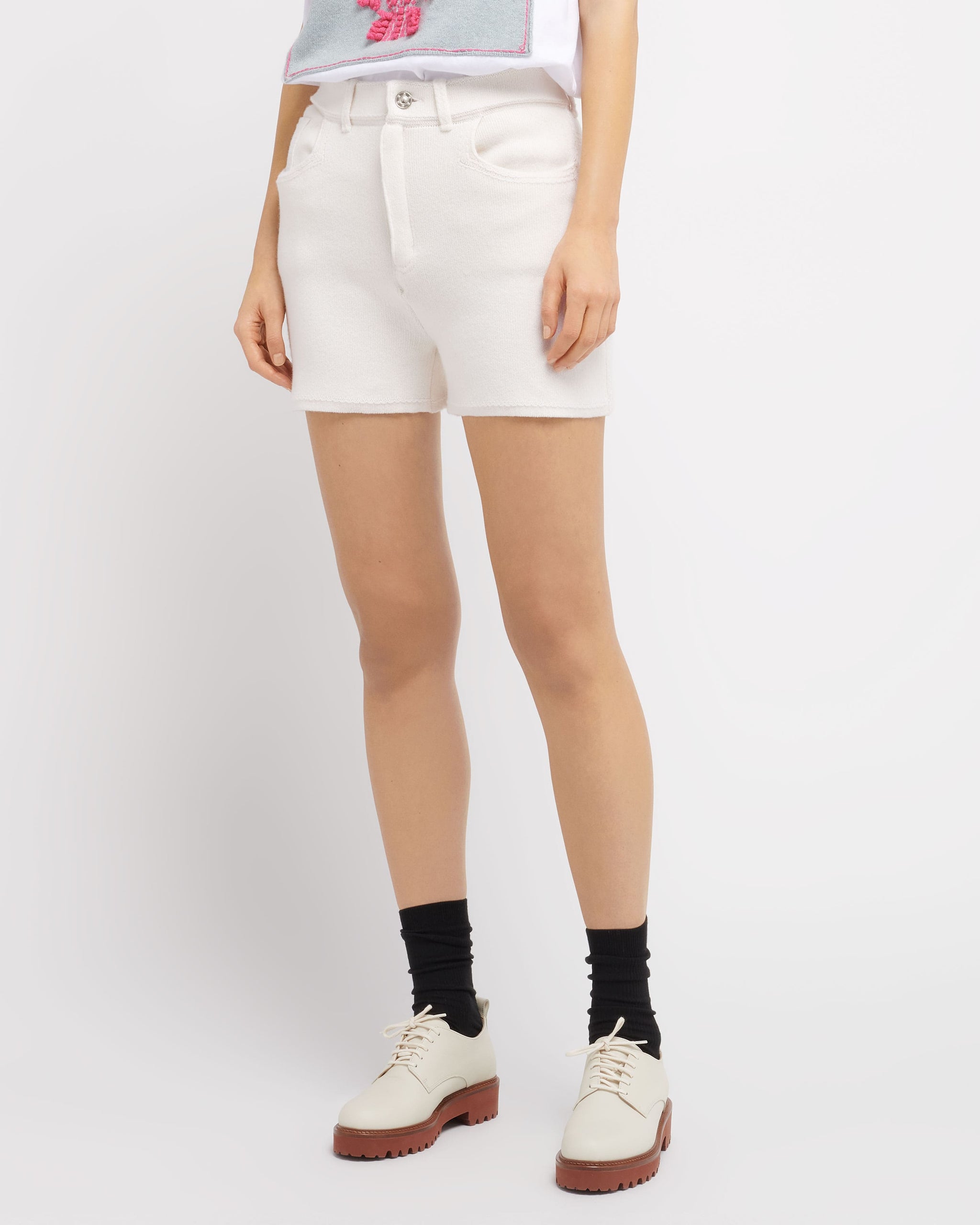 Denim cashmere and cotton shorts | Barrie - Barrie