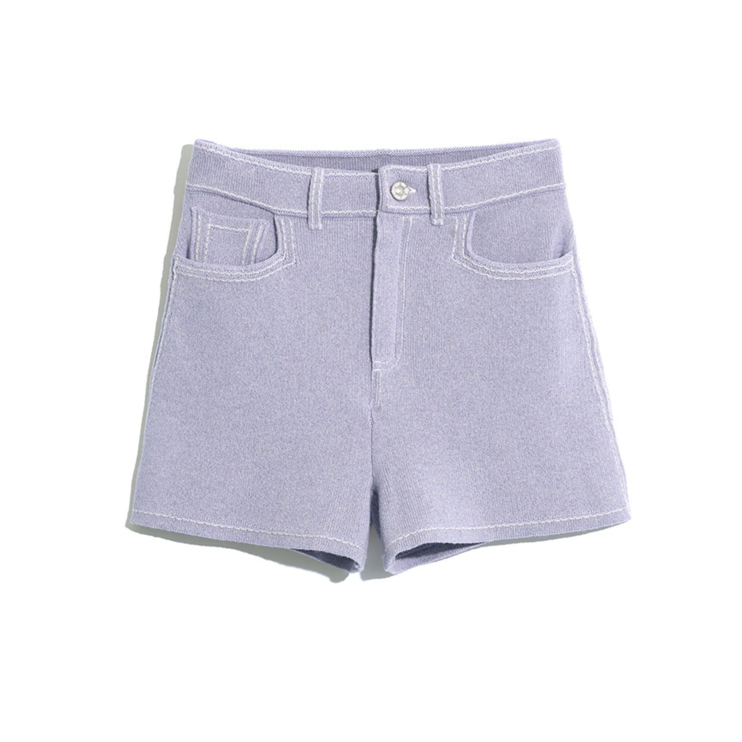 Short Denim en cachemire et coton