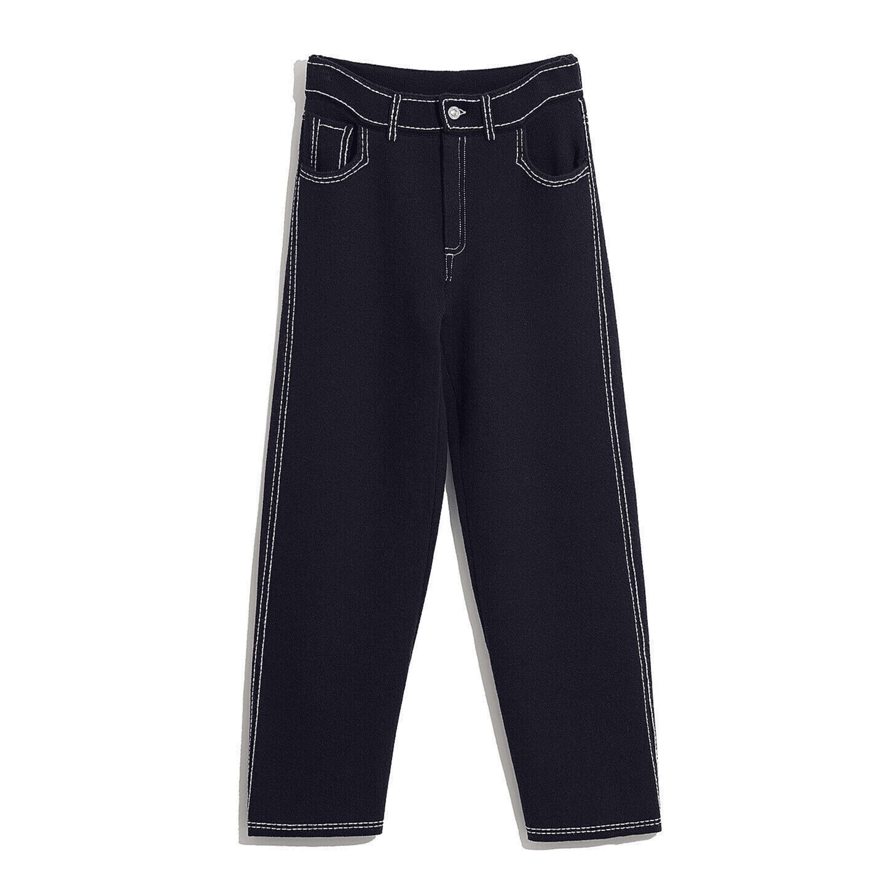 Denim cashmere and cotton boyfriend trousers