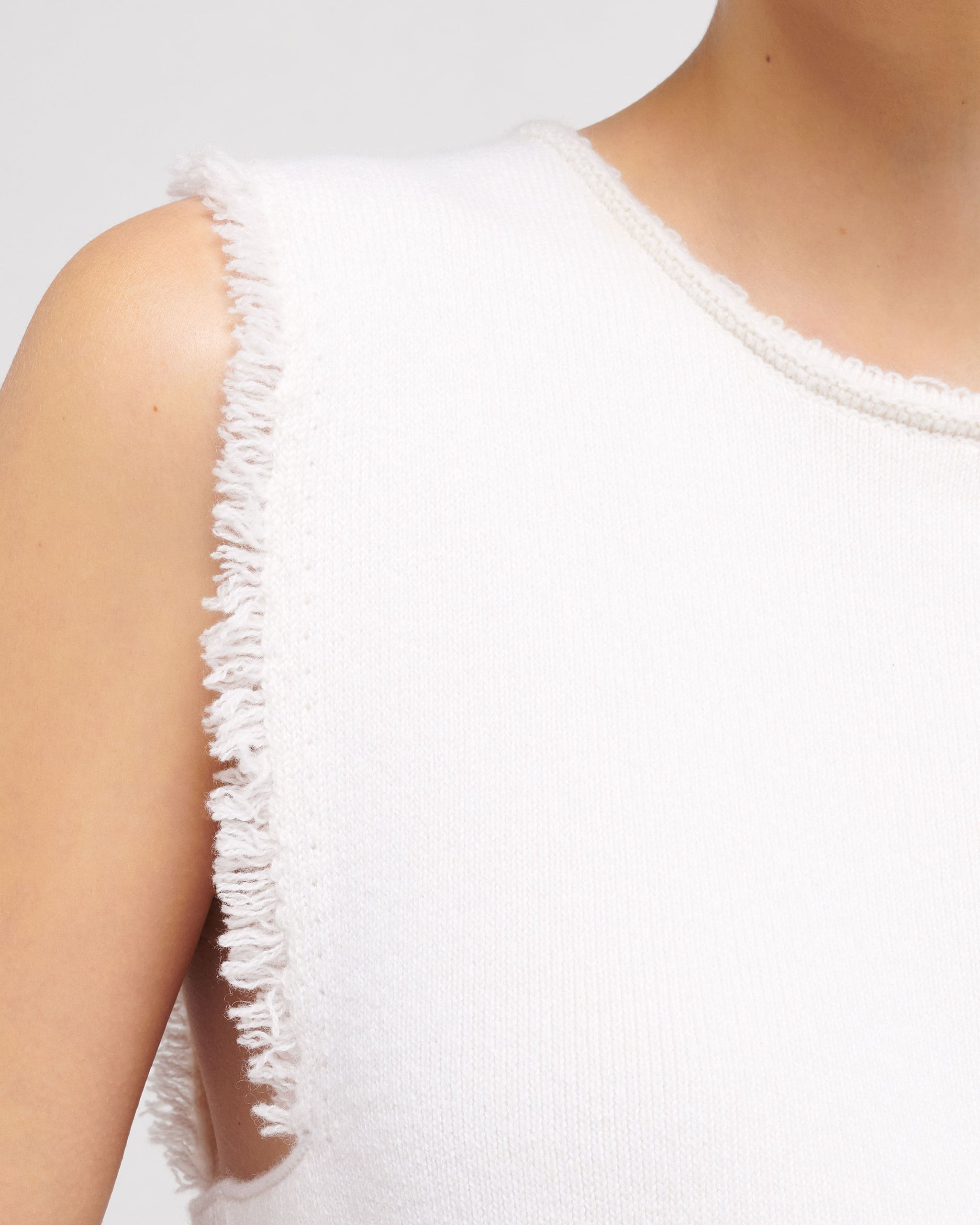 Denim fringed cashmere and cotton top | Barrie - Barrie