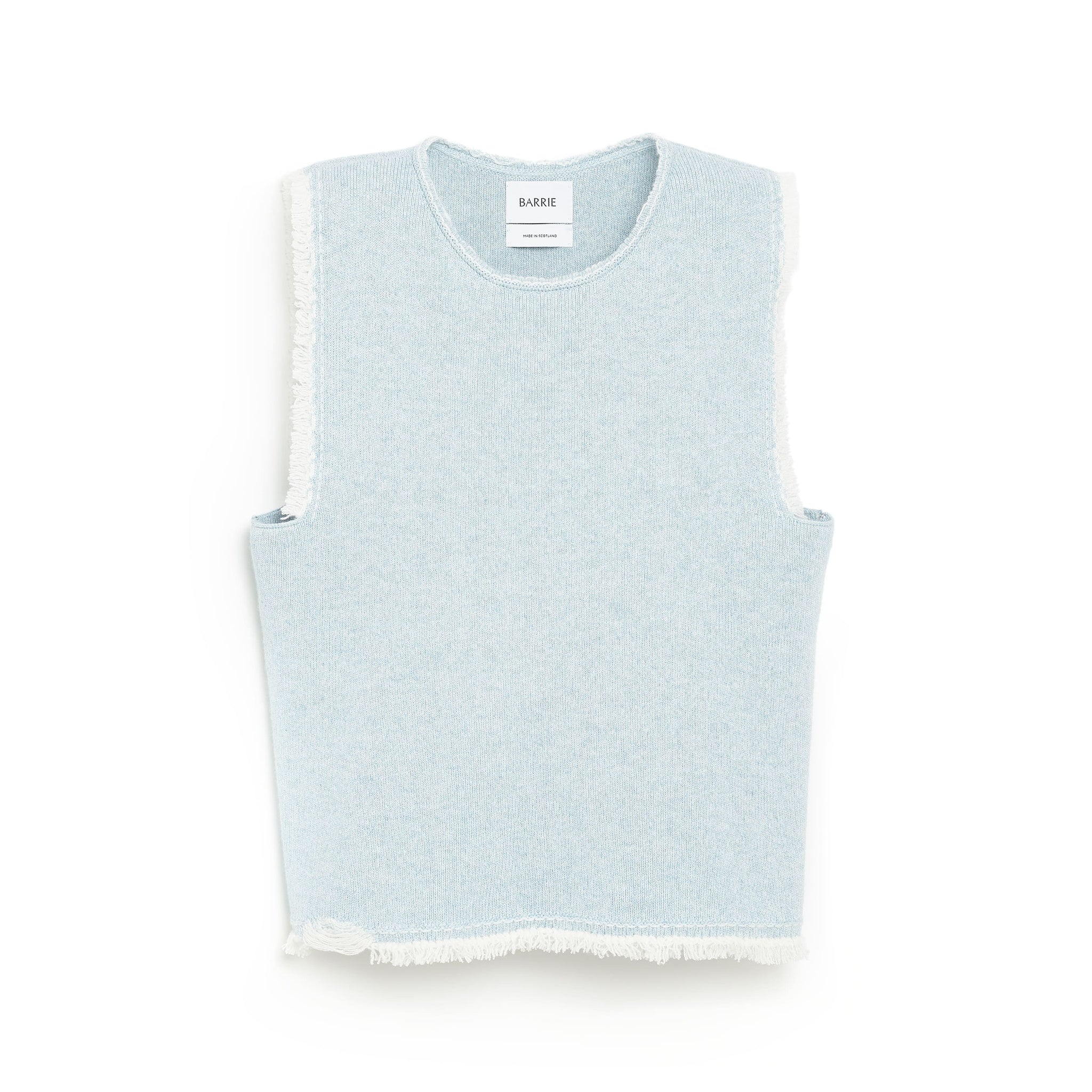 Denim fringed cashmere and cotton top | Barrie - Barrie