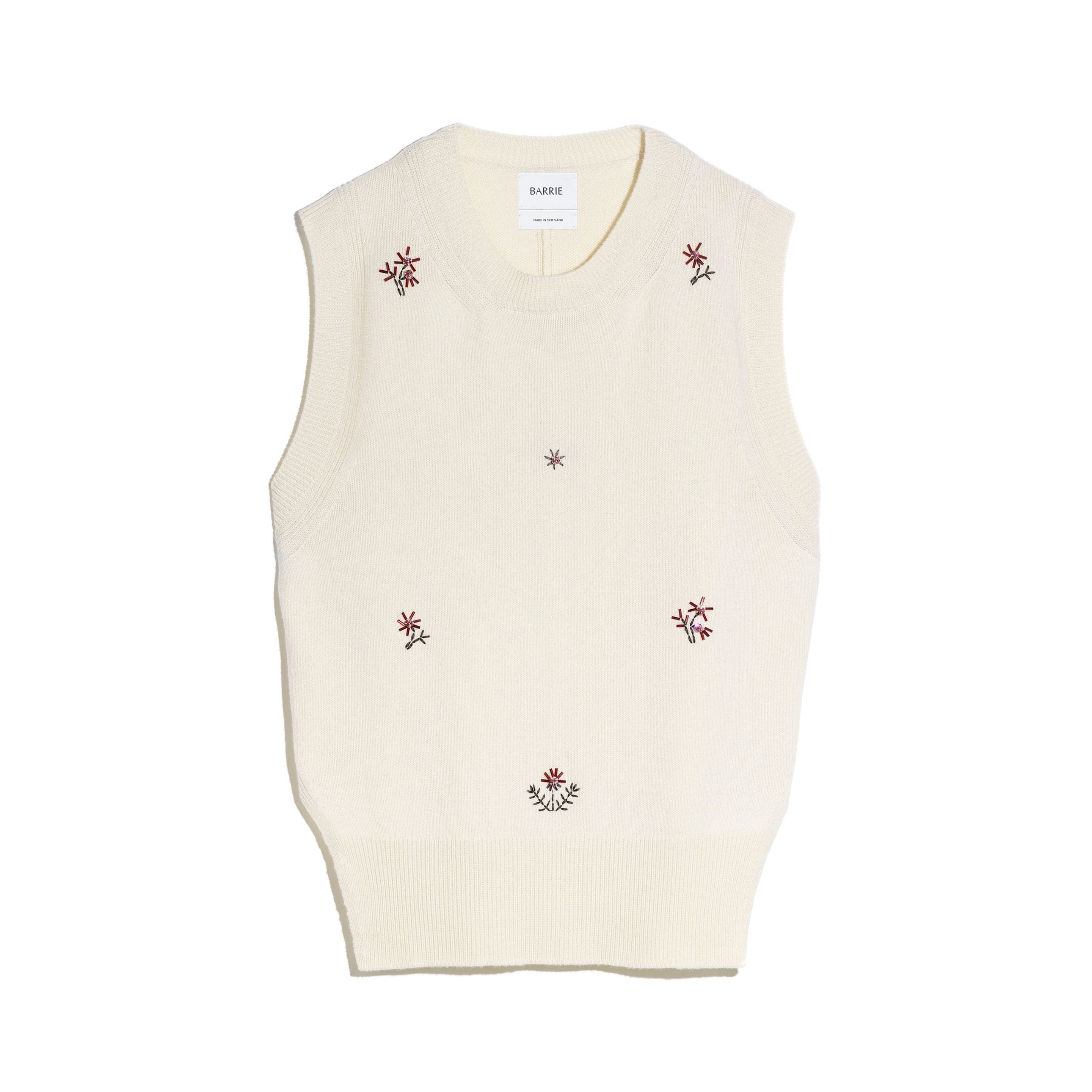 Iconic sleeveless embroidered jumper in cashmere