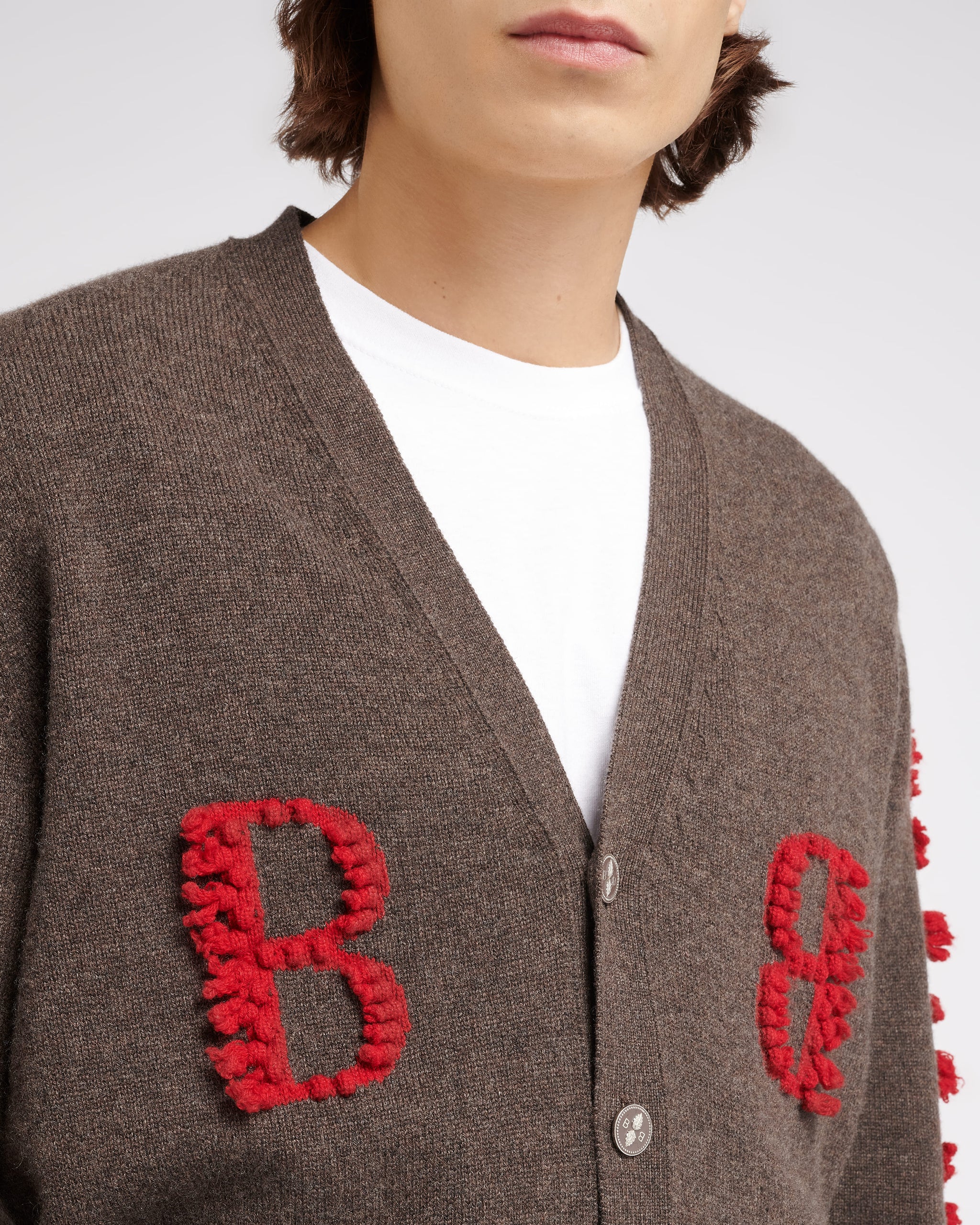 Cardigan col V logo B en cachemire | Barrie - Barrie
