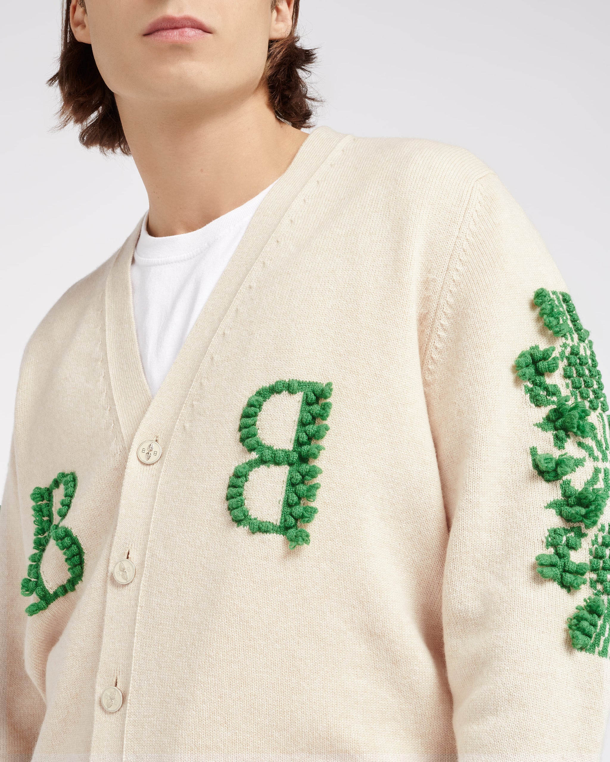 3D logo V-neck cashmere cardigan | Barrie - Barrie