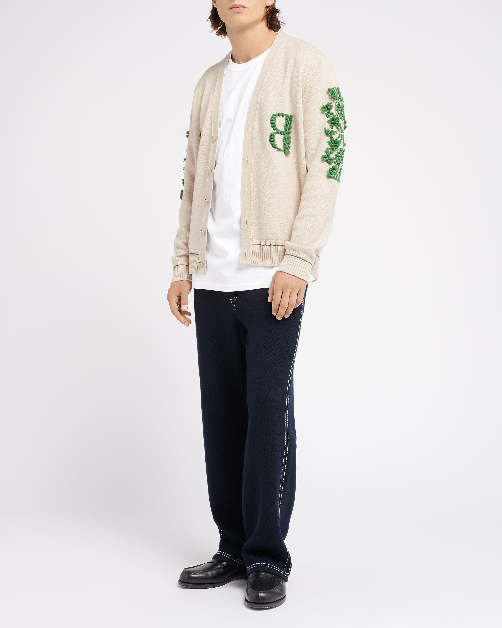 3D logo V-neck cashmere cardigan | Barrie - Barrie