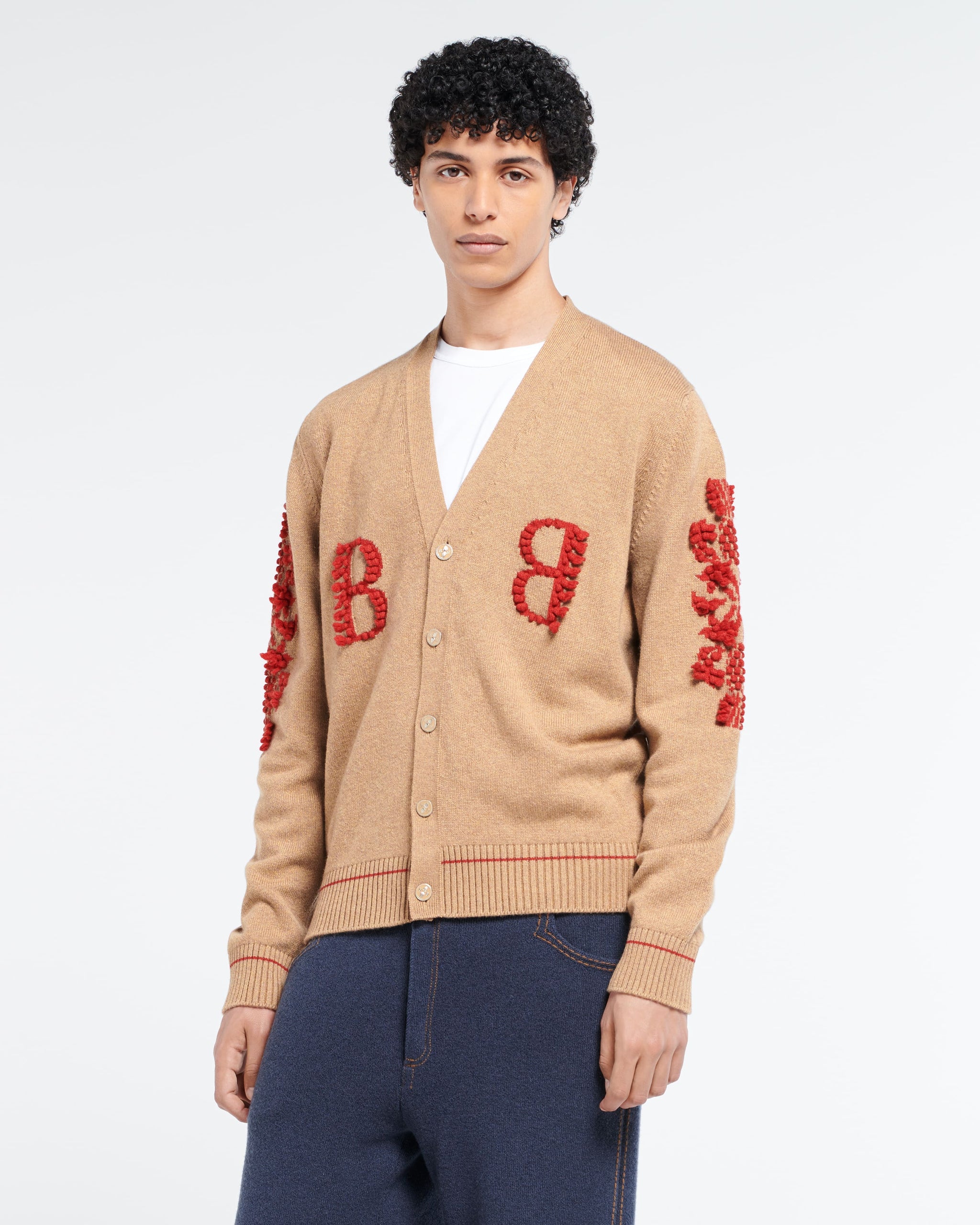 3D logo V-neck cashmere cardigan | Barrie - Barrie