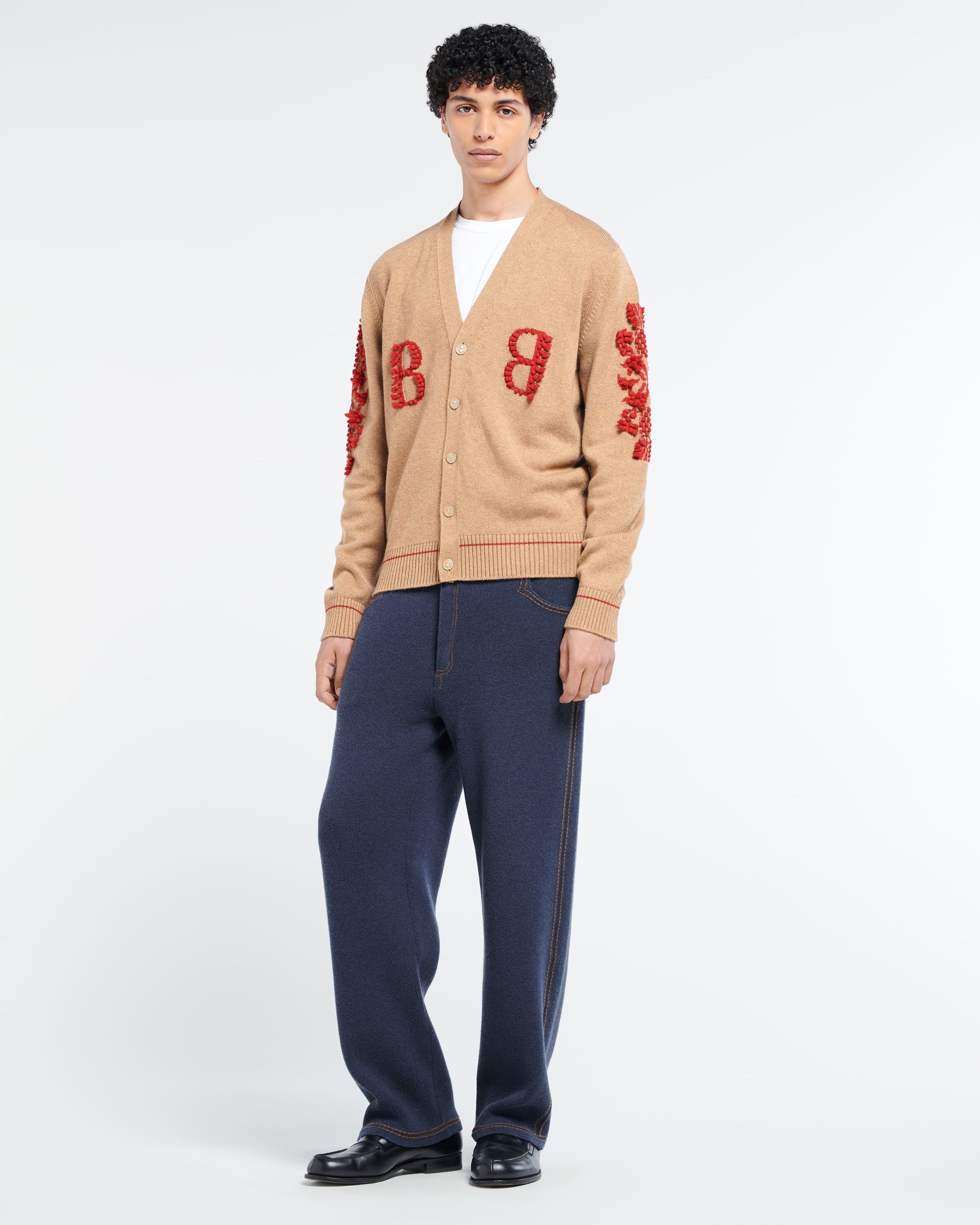 3D logo V-neck cashmere cardigan | Barrie - Barrie