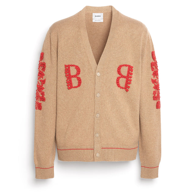 Cardigan col V logo B en cachemire | Barrie - Barrie