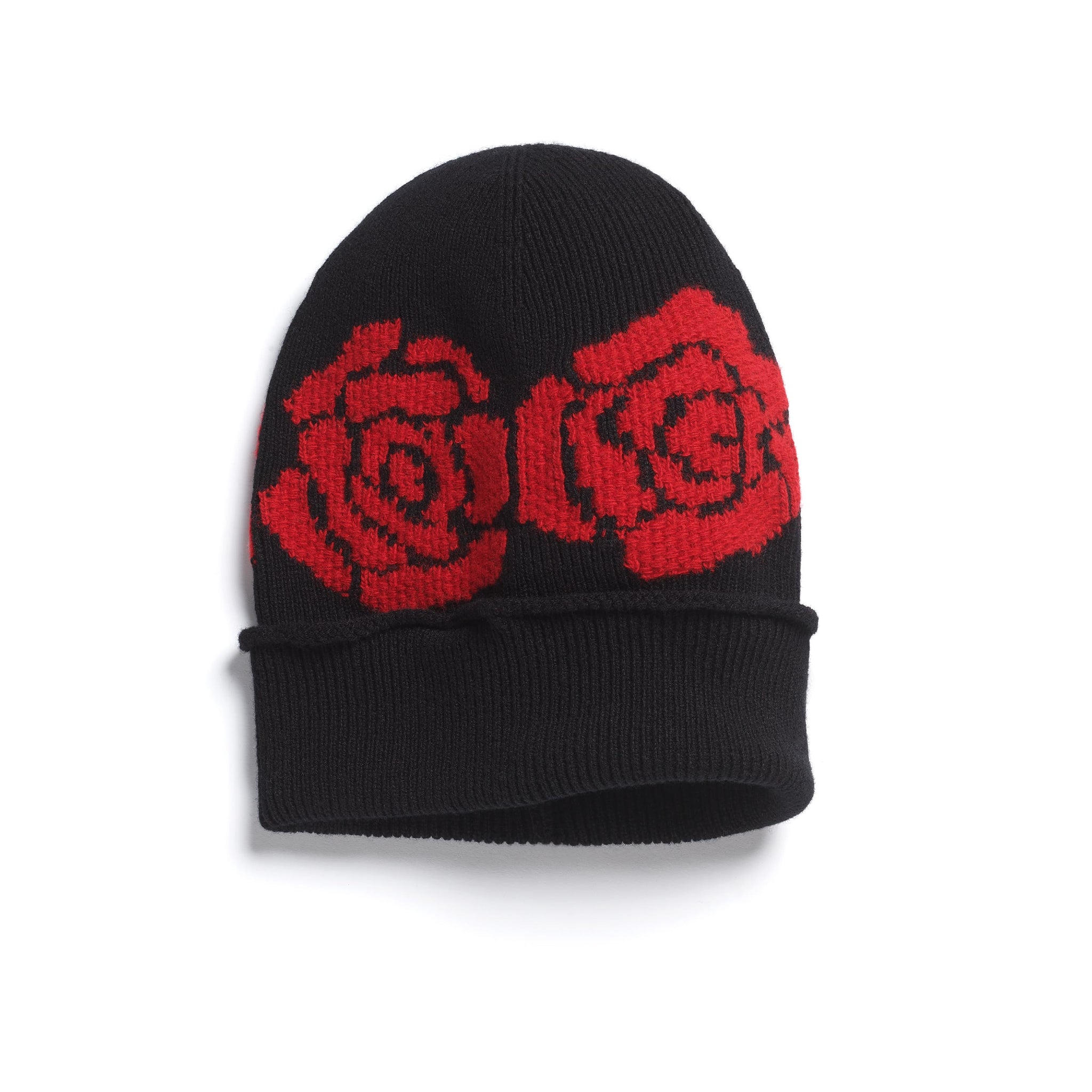 Beanie in cashmere and wool with a rose motif  | Barrie - Barrie