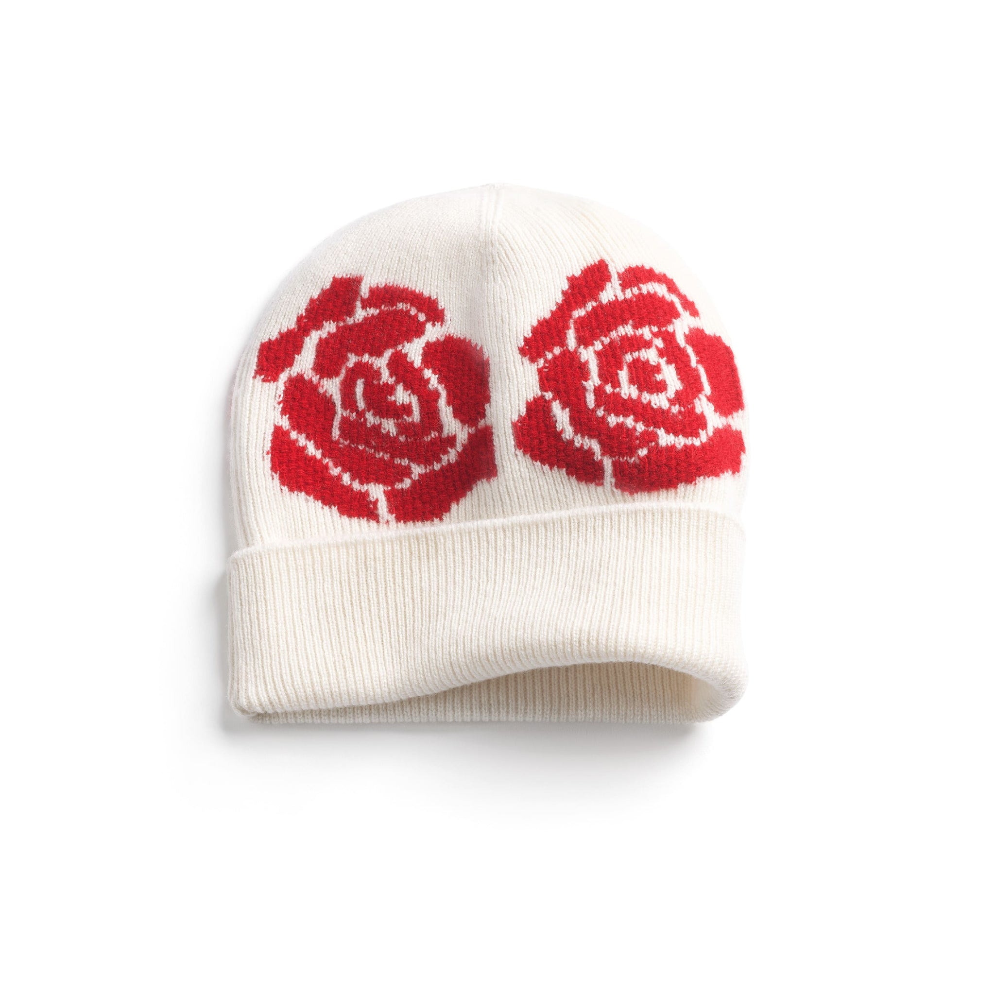 Beanie in cashmere and wool with a rose motif | Barrie - Barrie