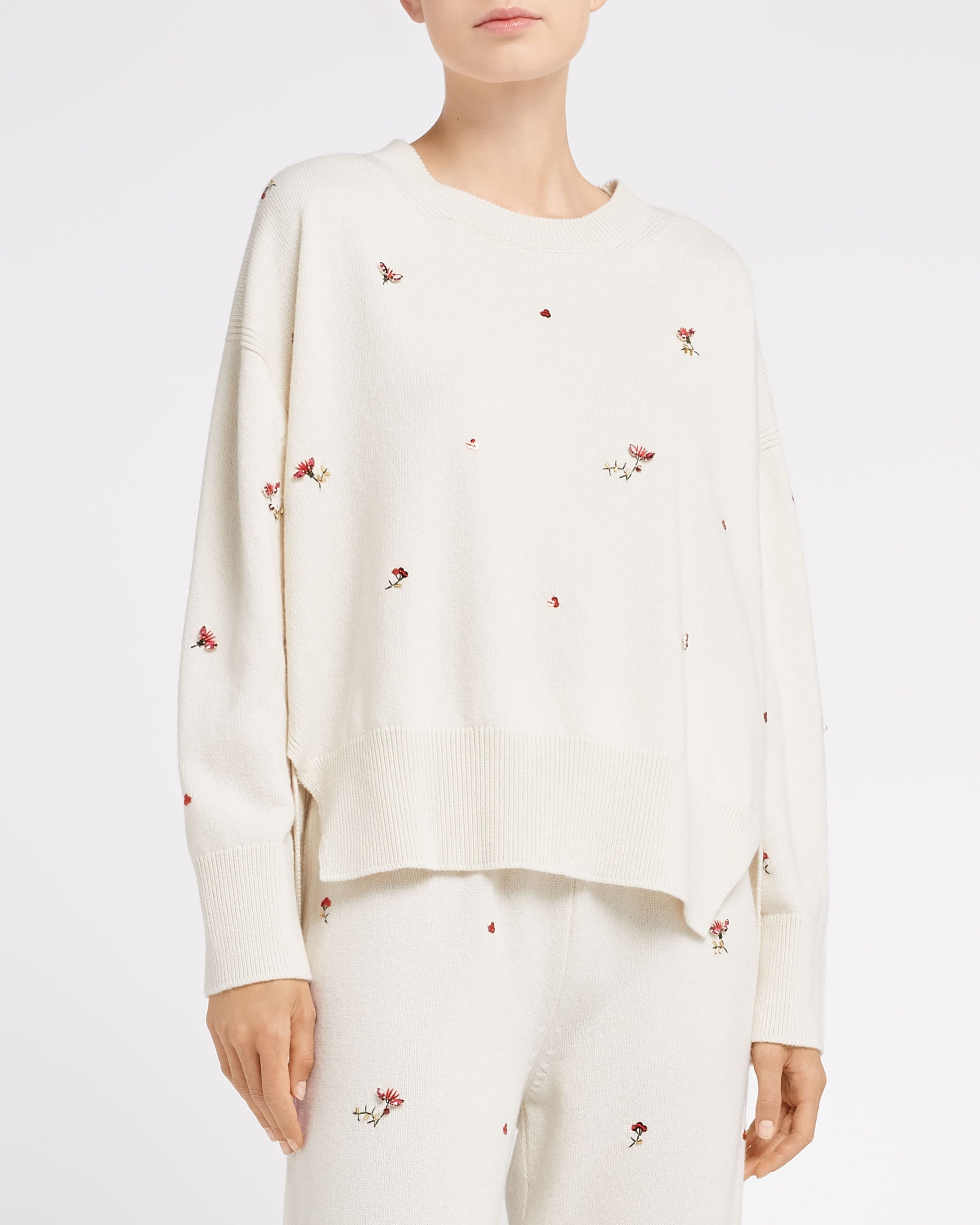 Pull iconique oversize en cachemire à broderies fleuries | Barrie - Barrie