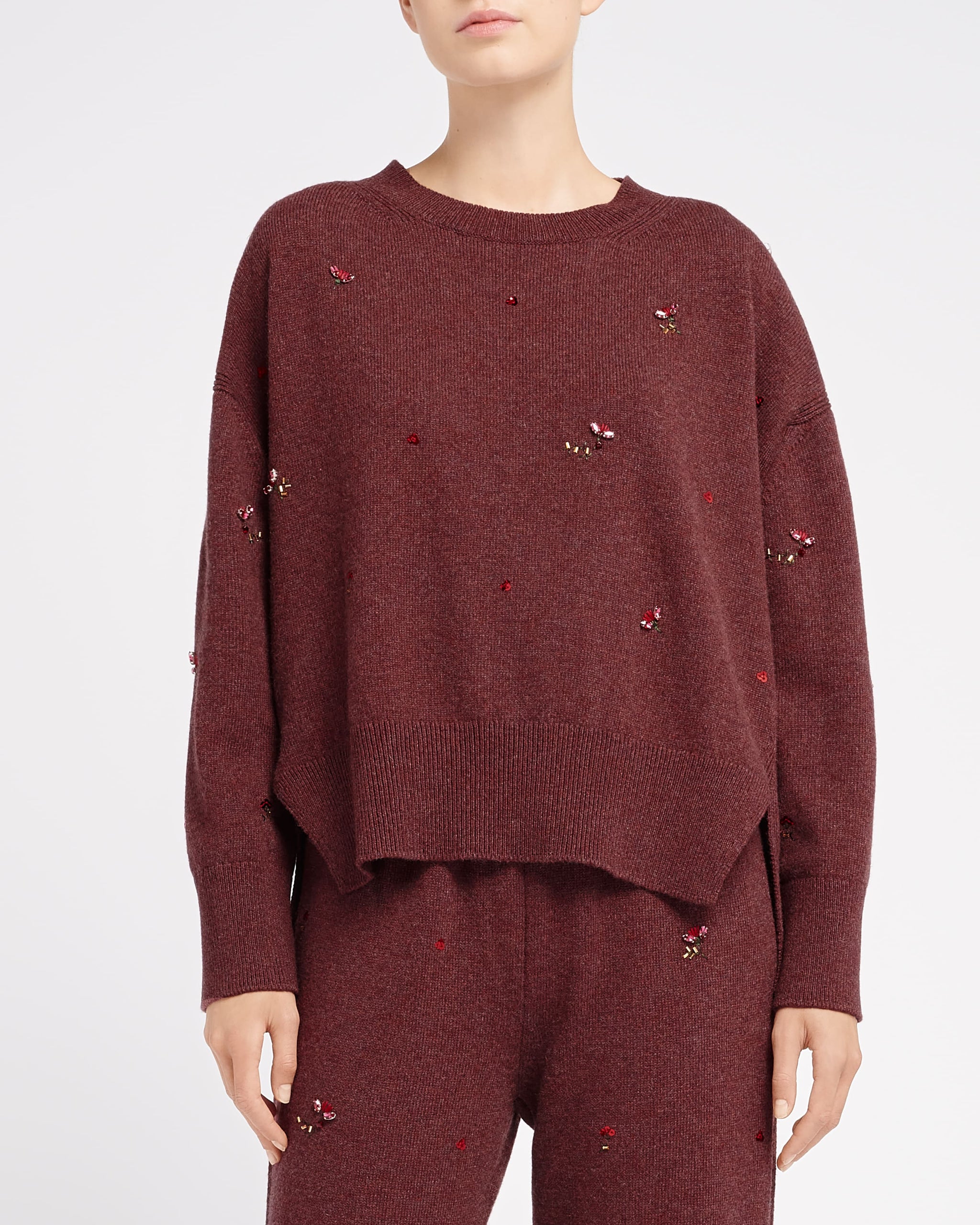 Iconic oversized jumper in cashmere with floral embroidery | Barrie - Barrie