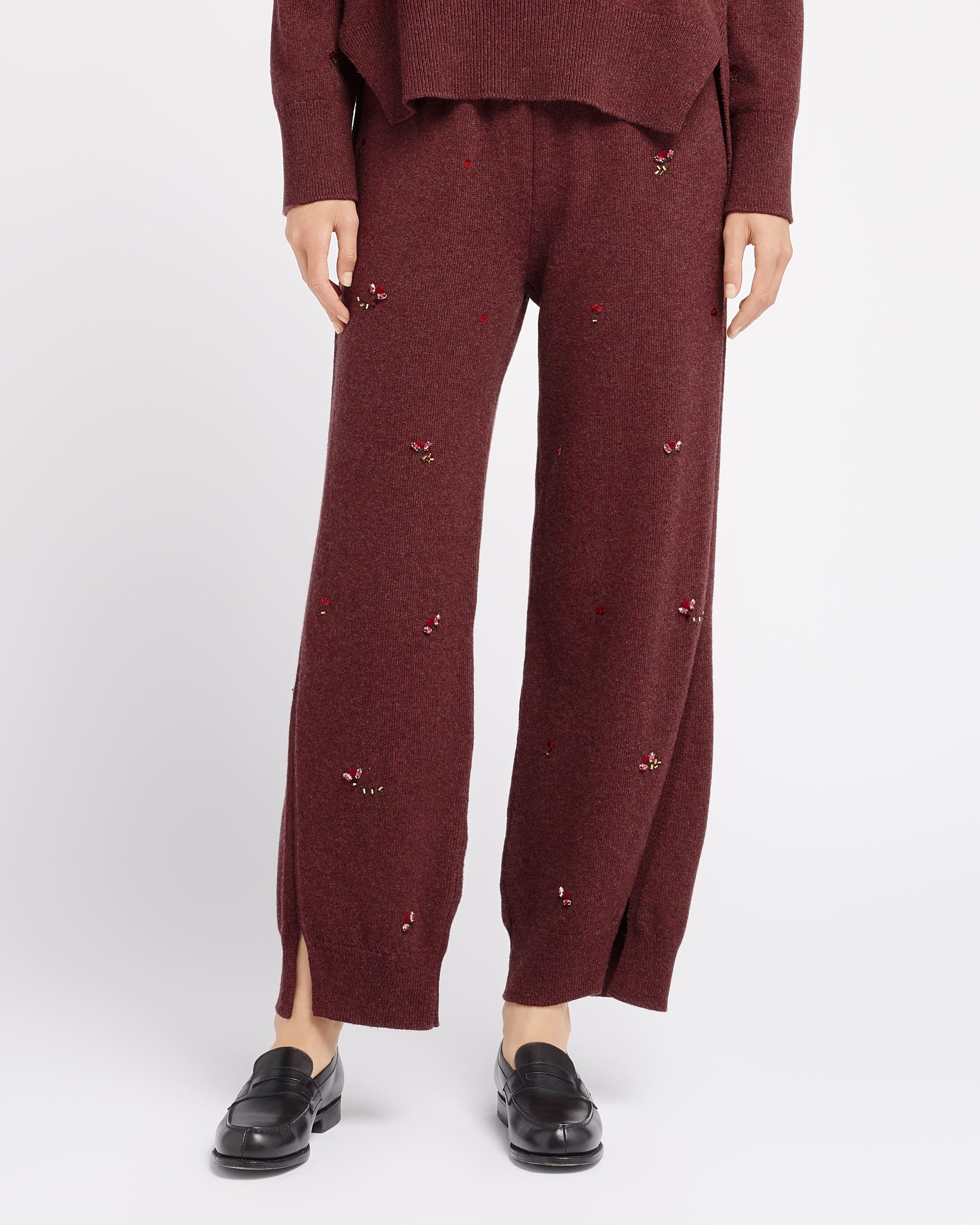 Pantalon iconique en cachemire à broderies fleuries | Barrie - Barrie