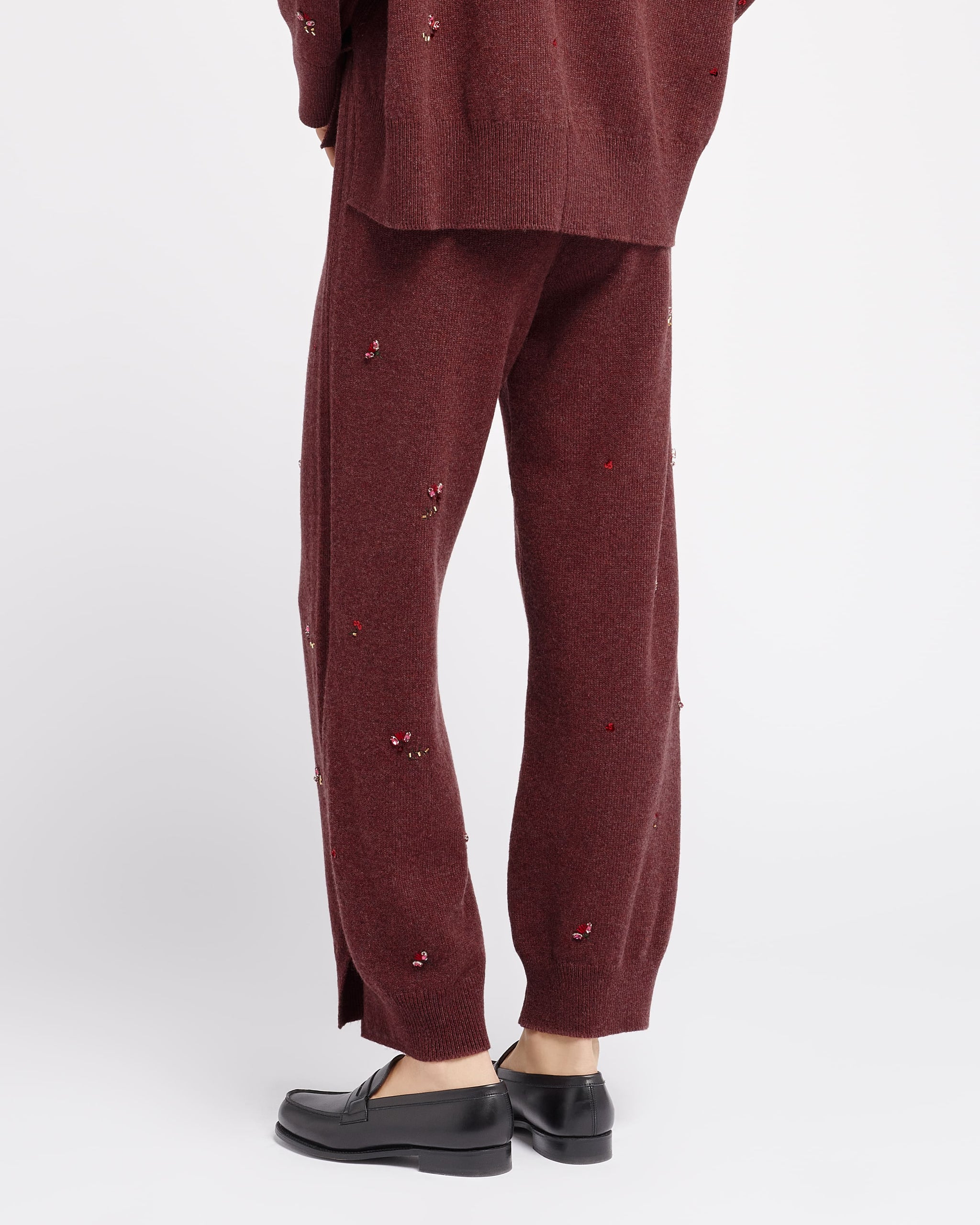 Pantalon iconique en cachemire à broderies fleuries | Barrie - Barrie