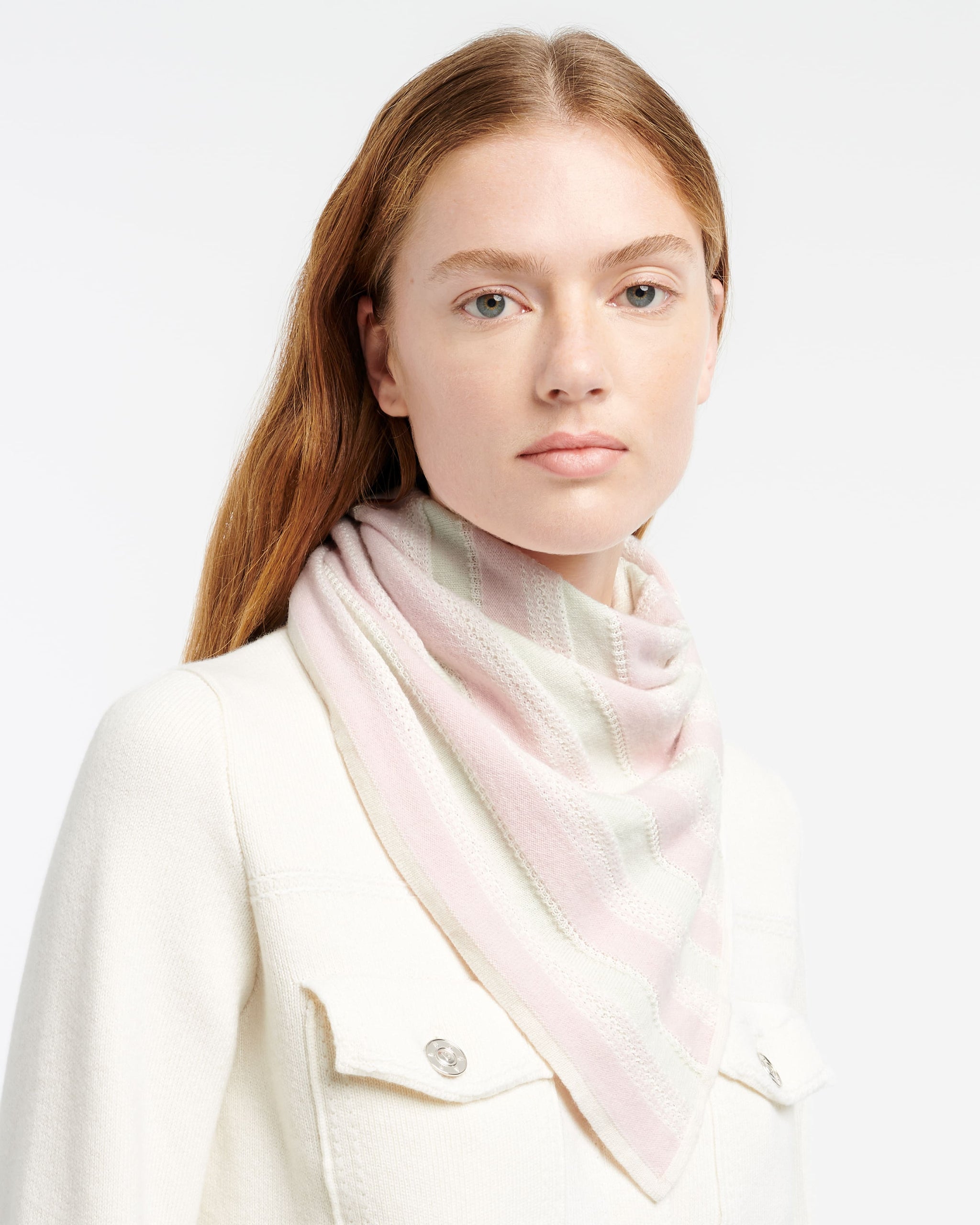 Striped cashmere and cotton scarf | Barrie - Barrie