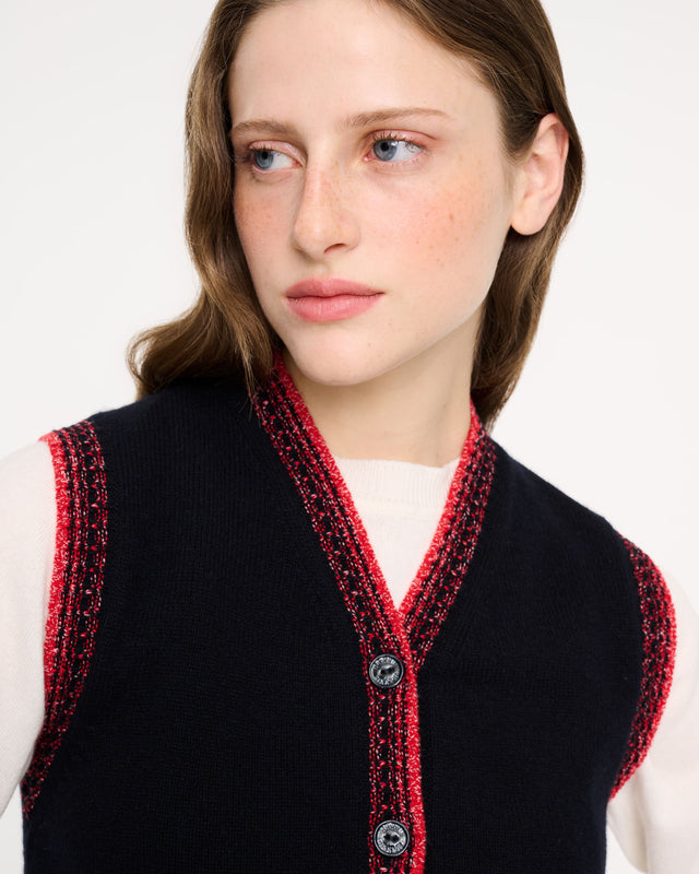 Gilet chiné sans manches en cachemire | Barrie - Barrie