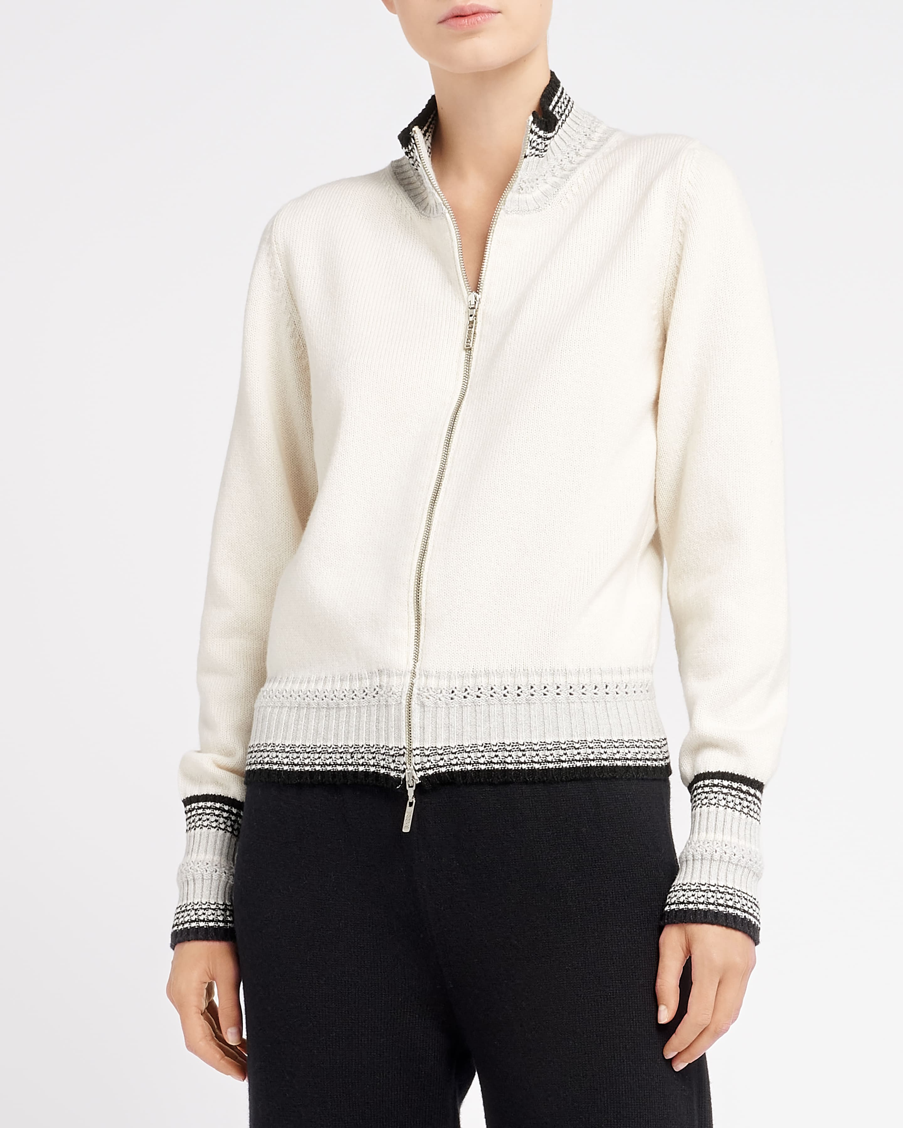 Mottled cashmere zip-up jacket – Barrie